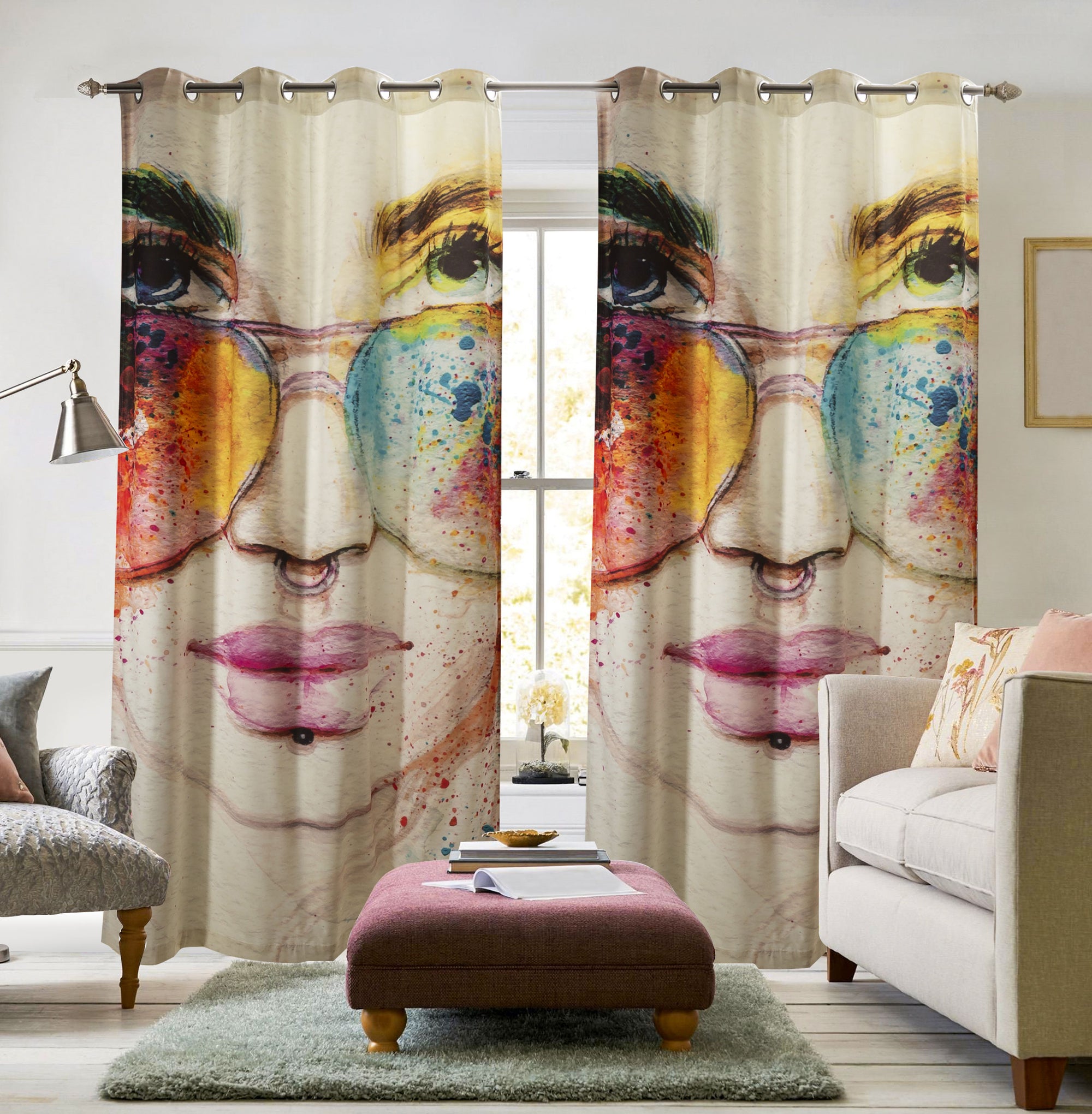 Printed Luxury Design& Styles Ready Made eyelet Velvet Curtain