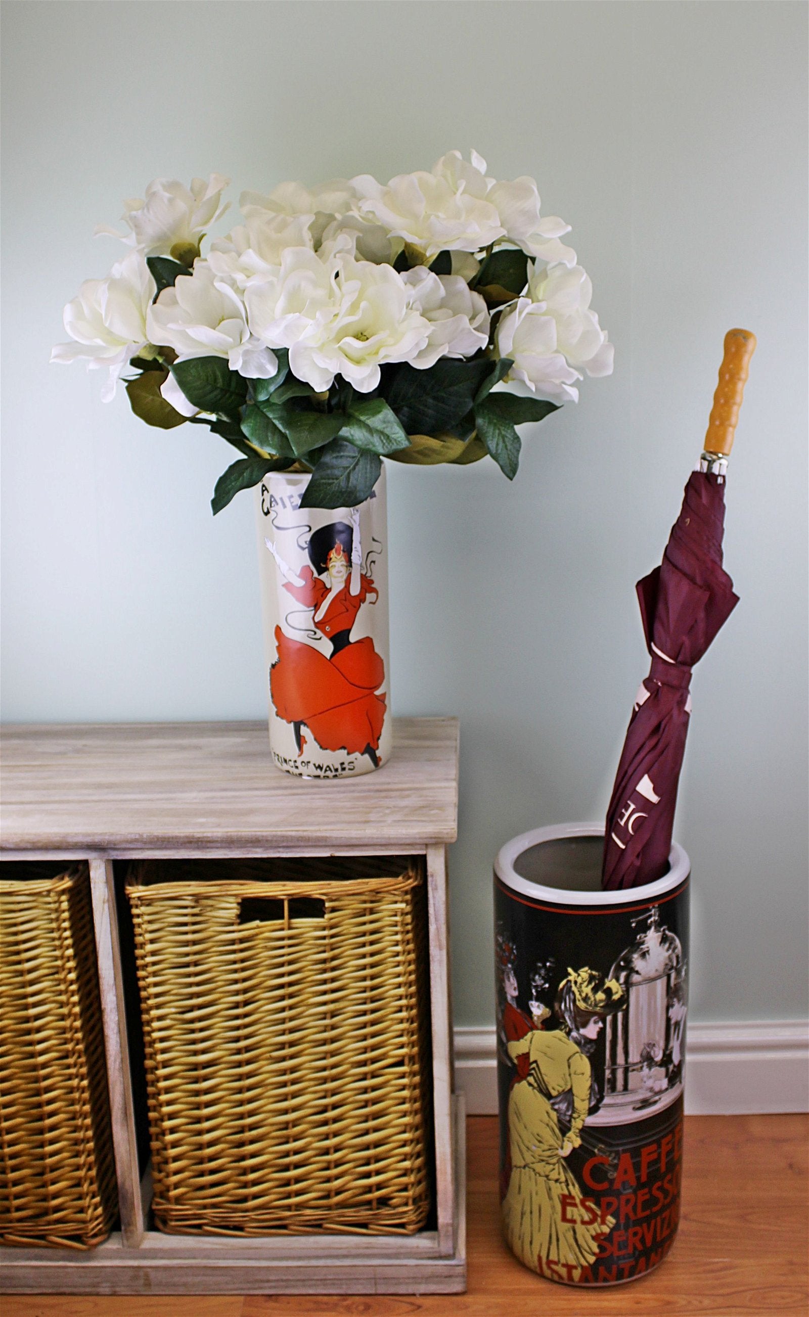 Umbrella Stand, Caffe Espresso Design With Free Vase
