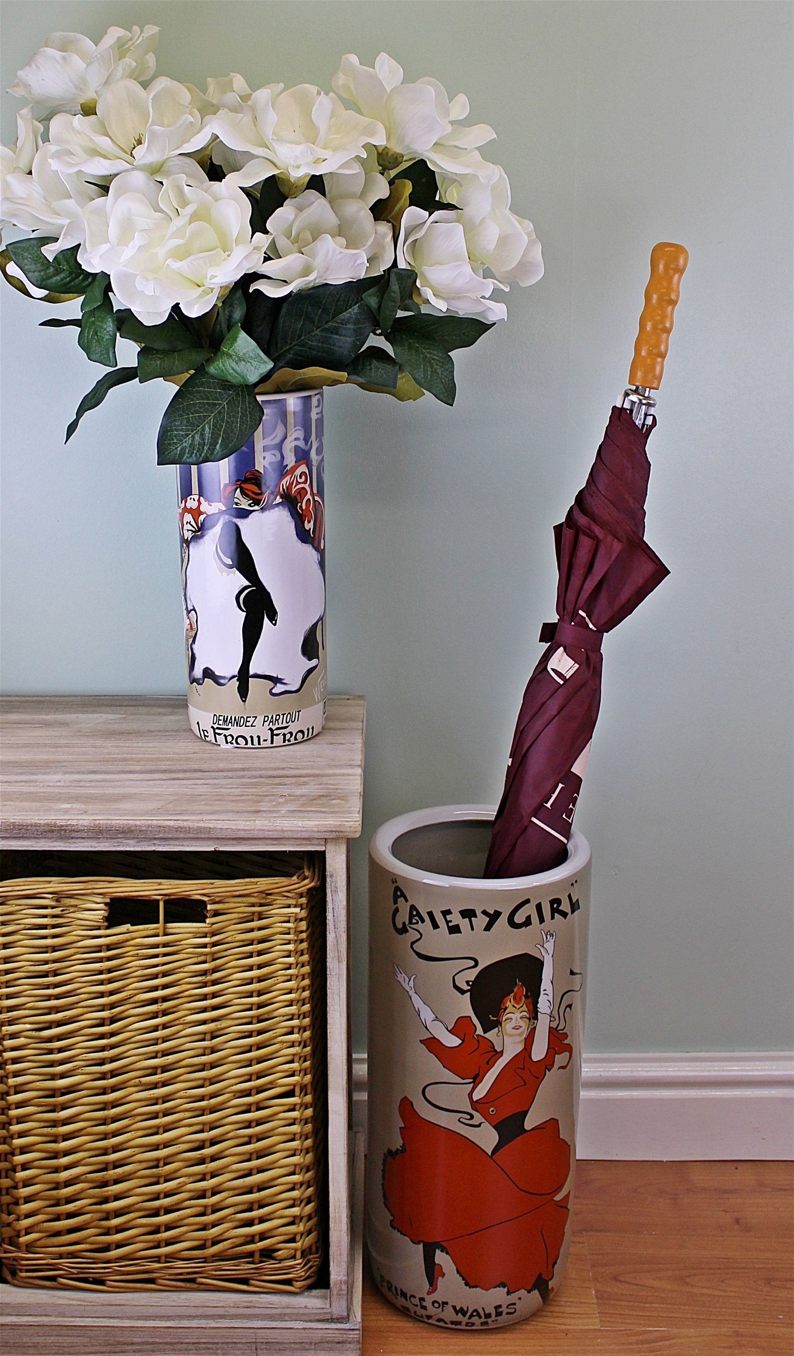 Umbrella Stand, Gaeity Girl Design With Free Vase