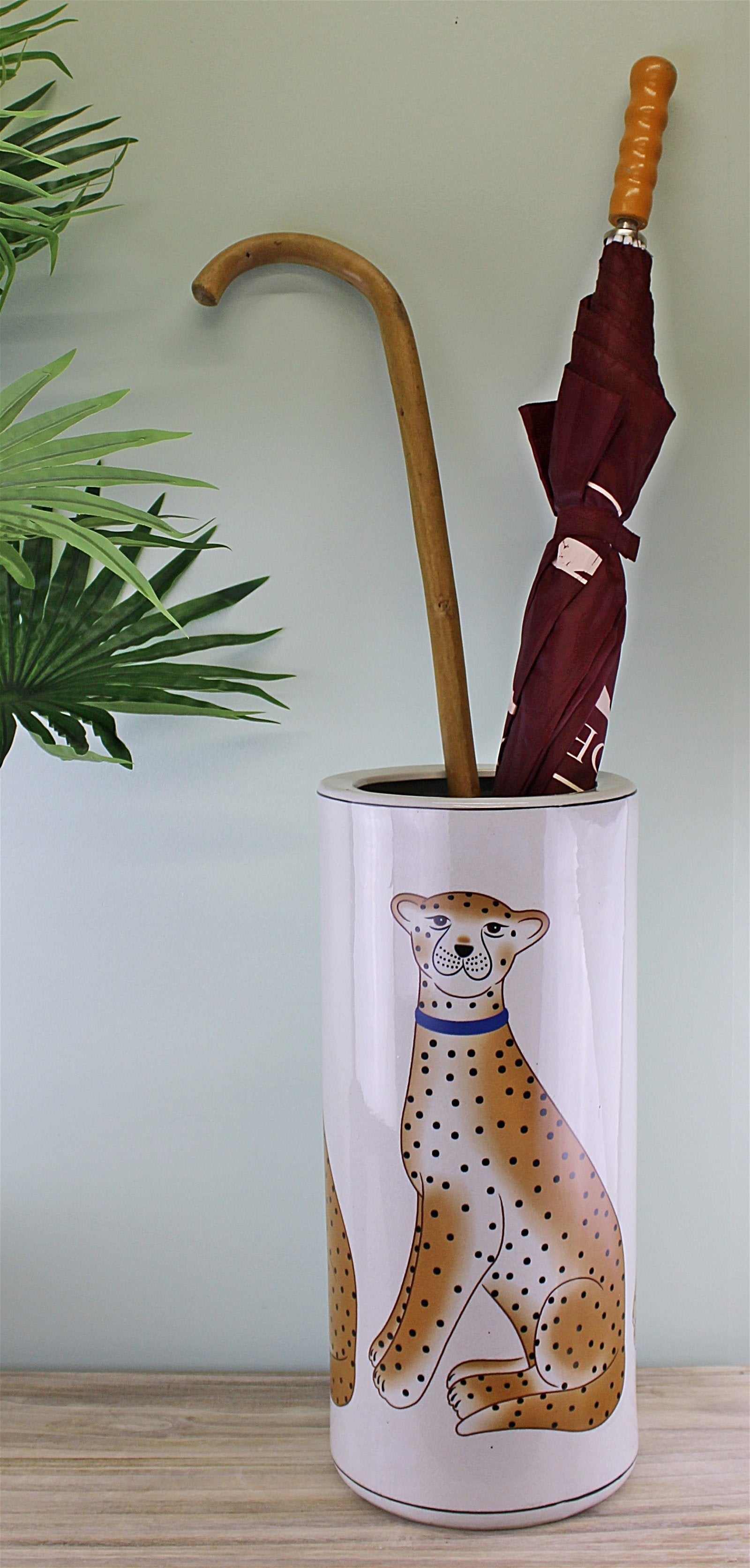 Ceramic Umbrella Stand, Leopard Design