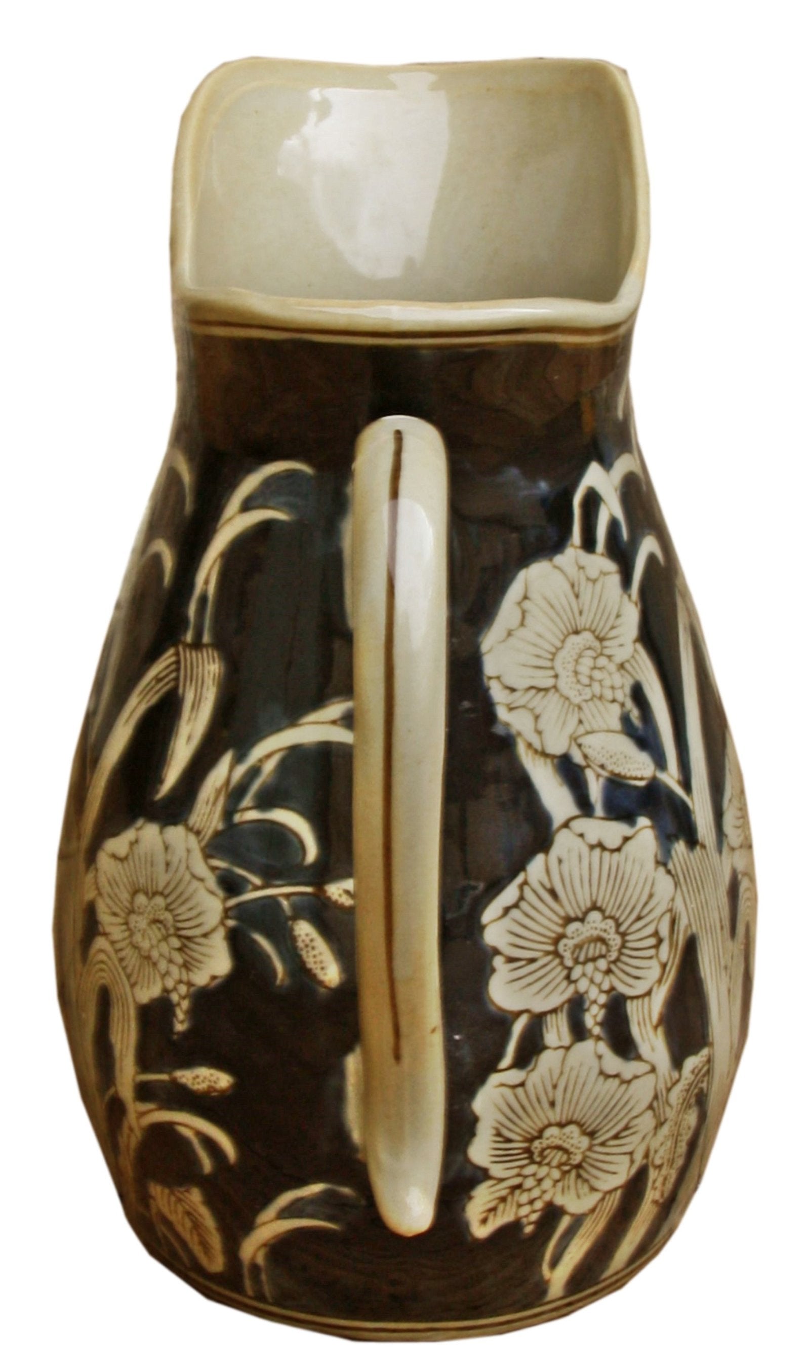 Ceramic Embossed Jug Style Vase, Regal Design