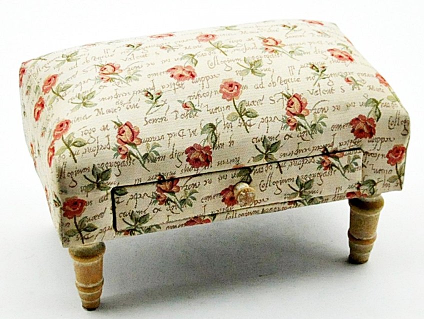 Roses Design Footstool With Drawer