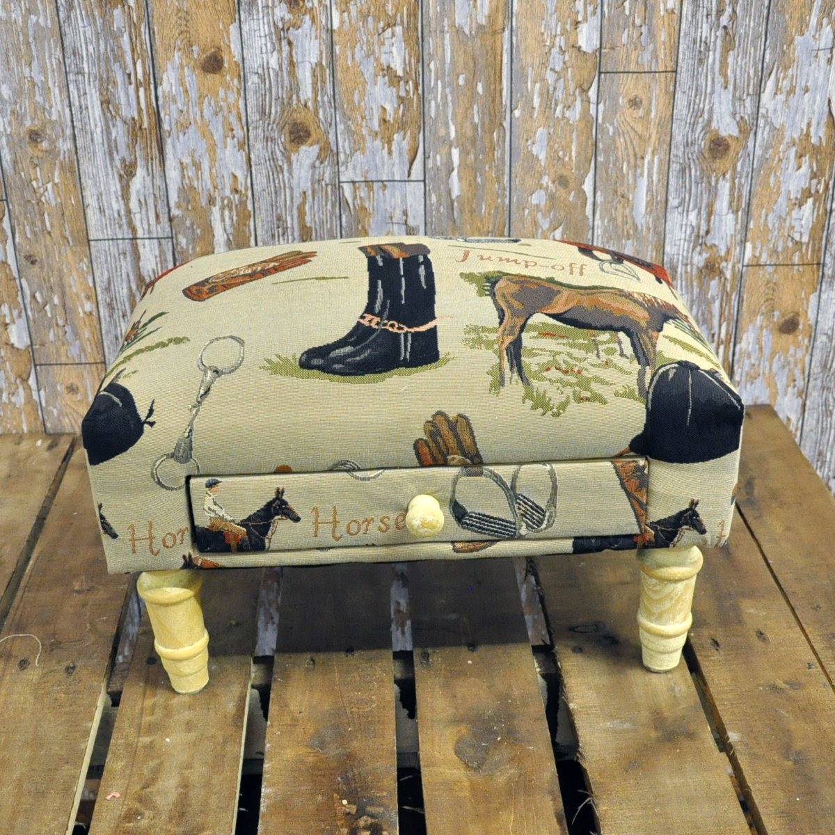Equestrian Footstool with Drawer