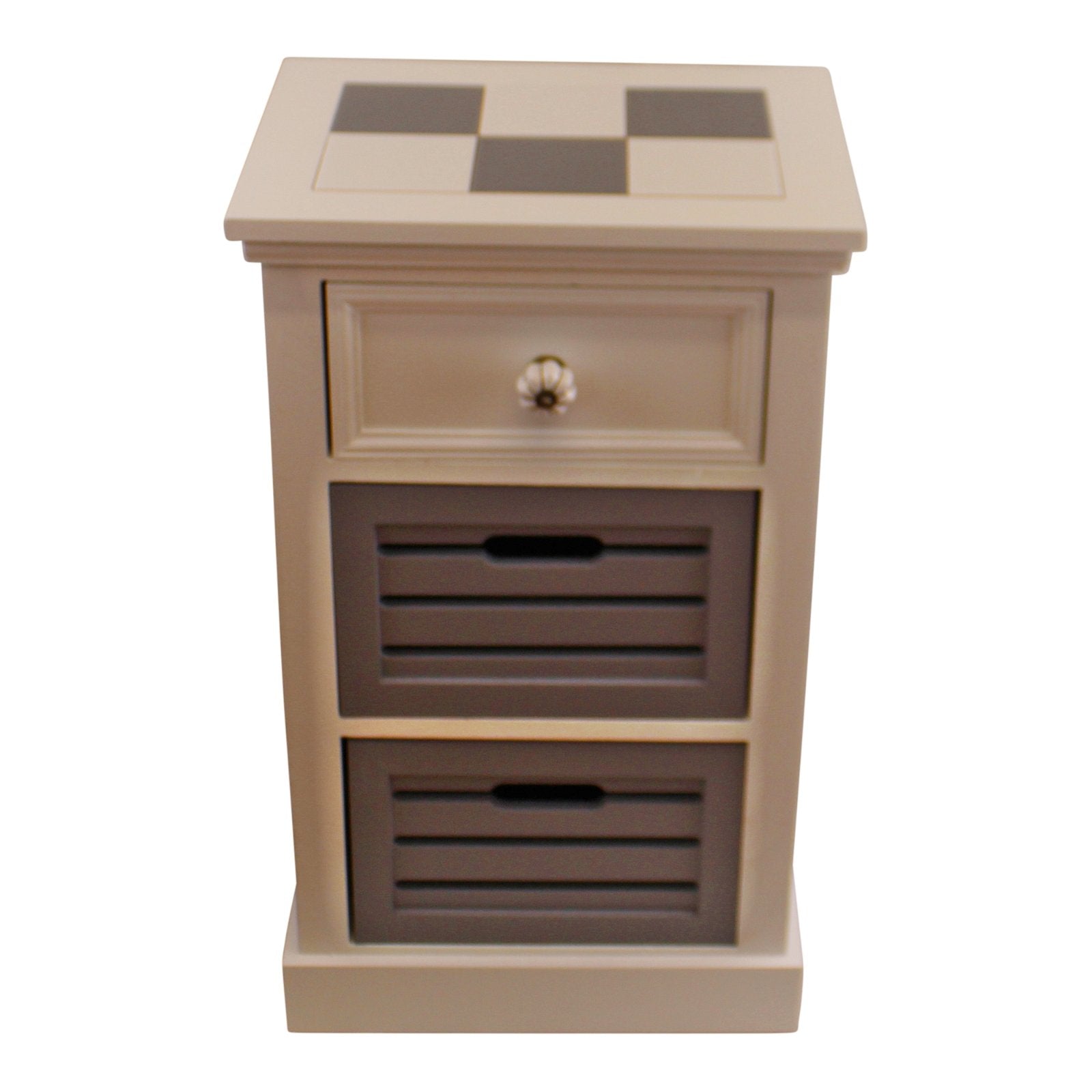 Contemporary Grey & White Chest Of Drawers, 3 Drawers