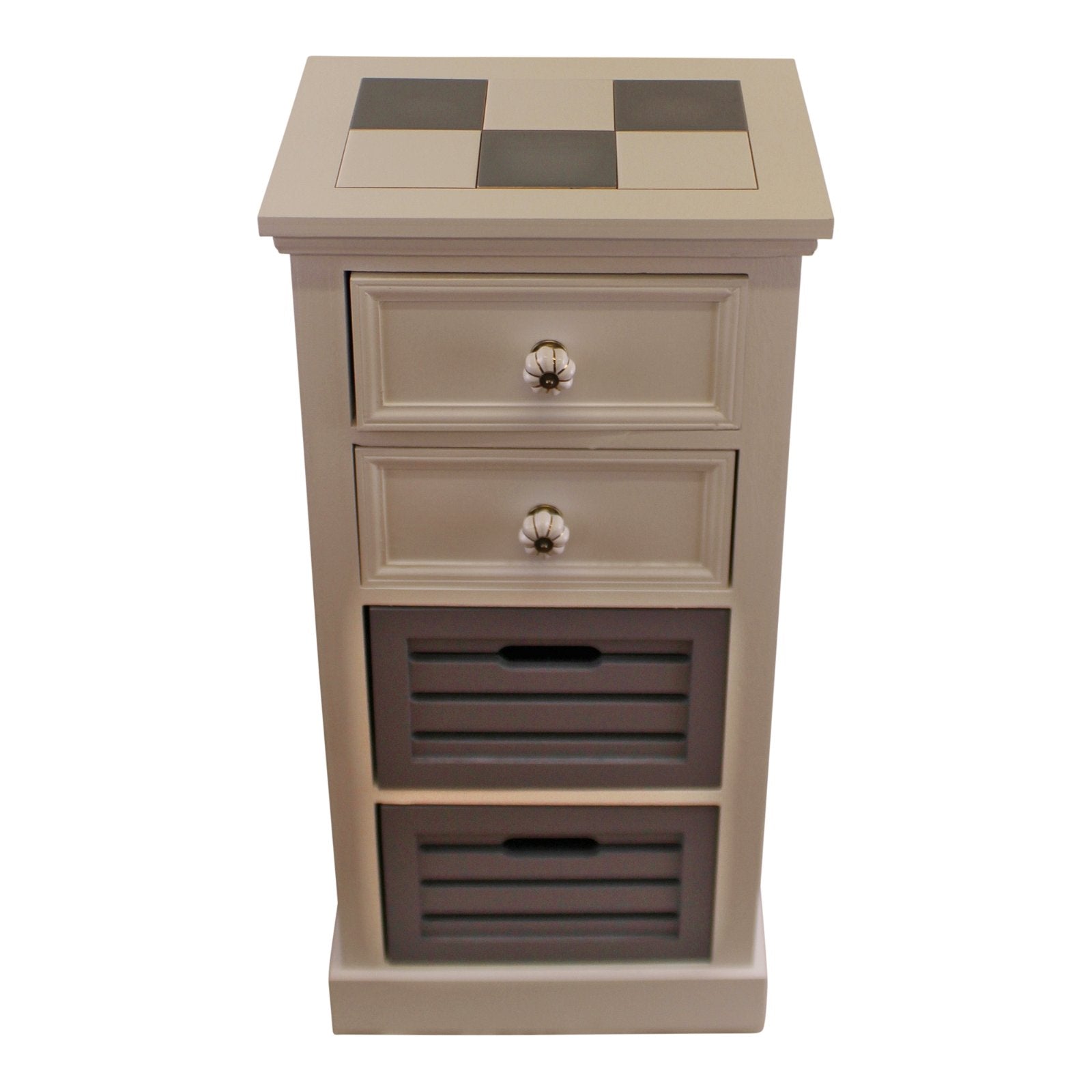 Contemporary Grey & White Chest Of Drawers, 4 Drawers