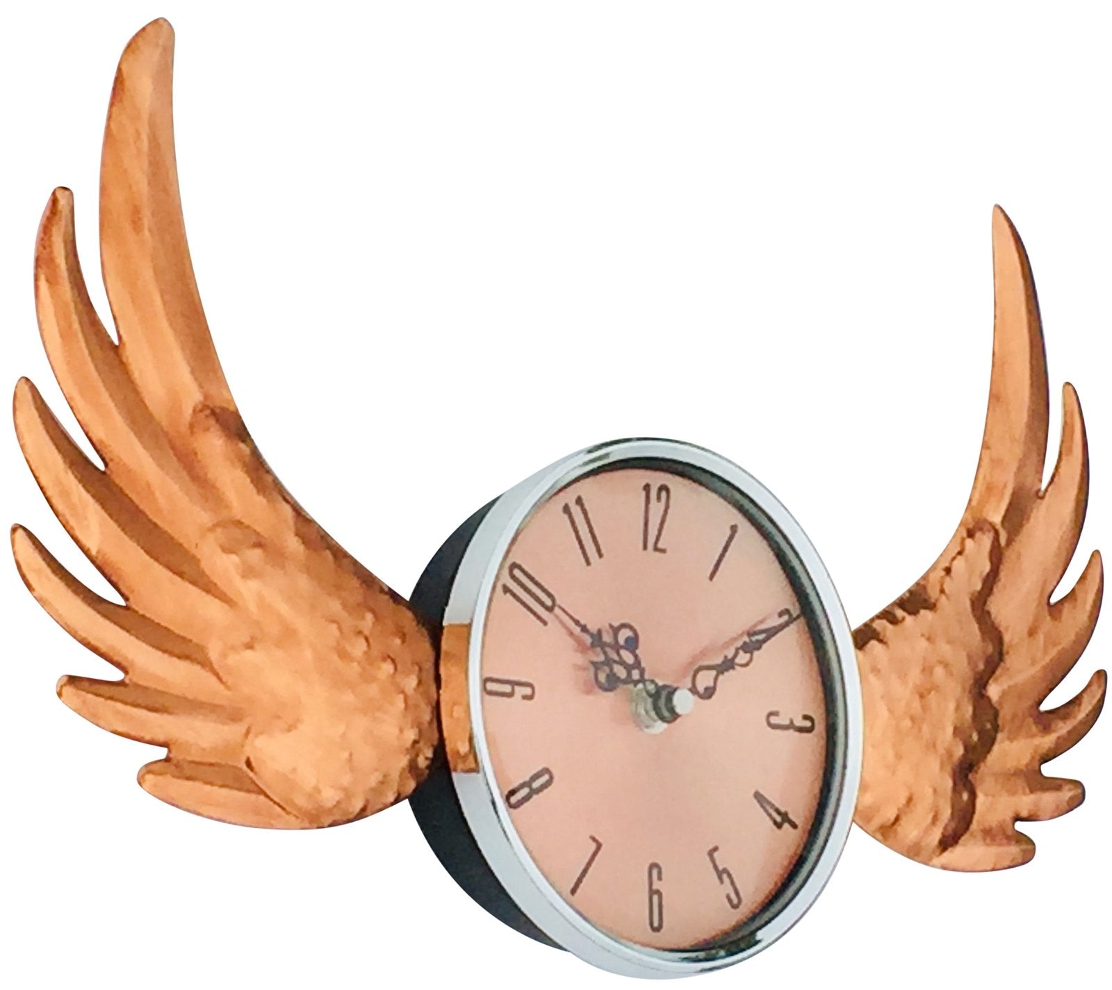 Copper Winged Wall Clock with Glass Cover 39cm