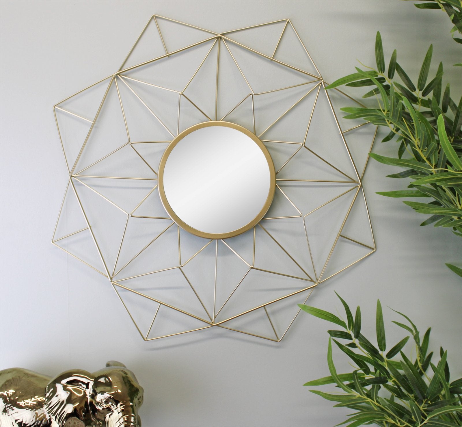 Gold Wire Geometric Design Mirror