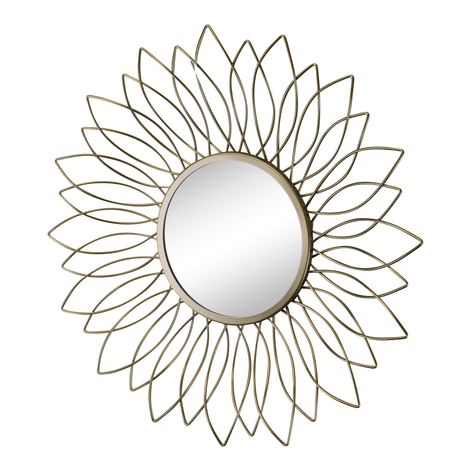 Gold Wire Flower Design Accent Mirror