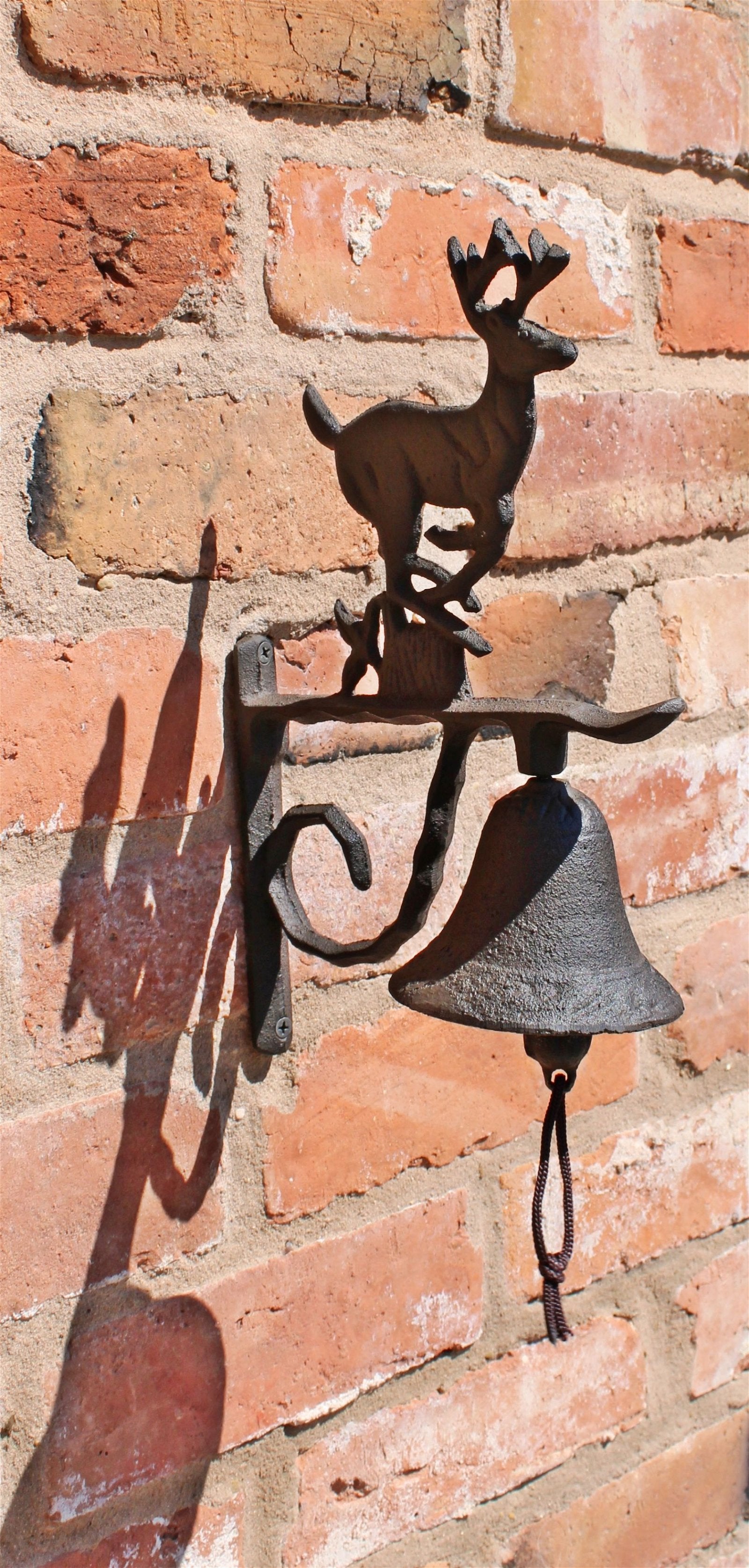 Rustic Cast Iron Wall Bell, Running Reindeer