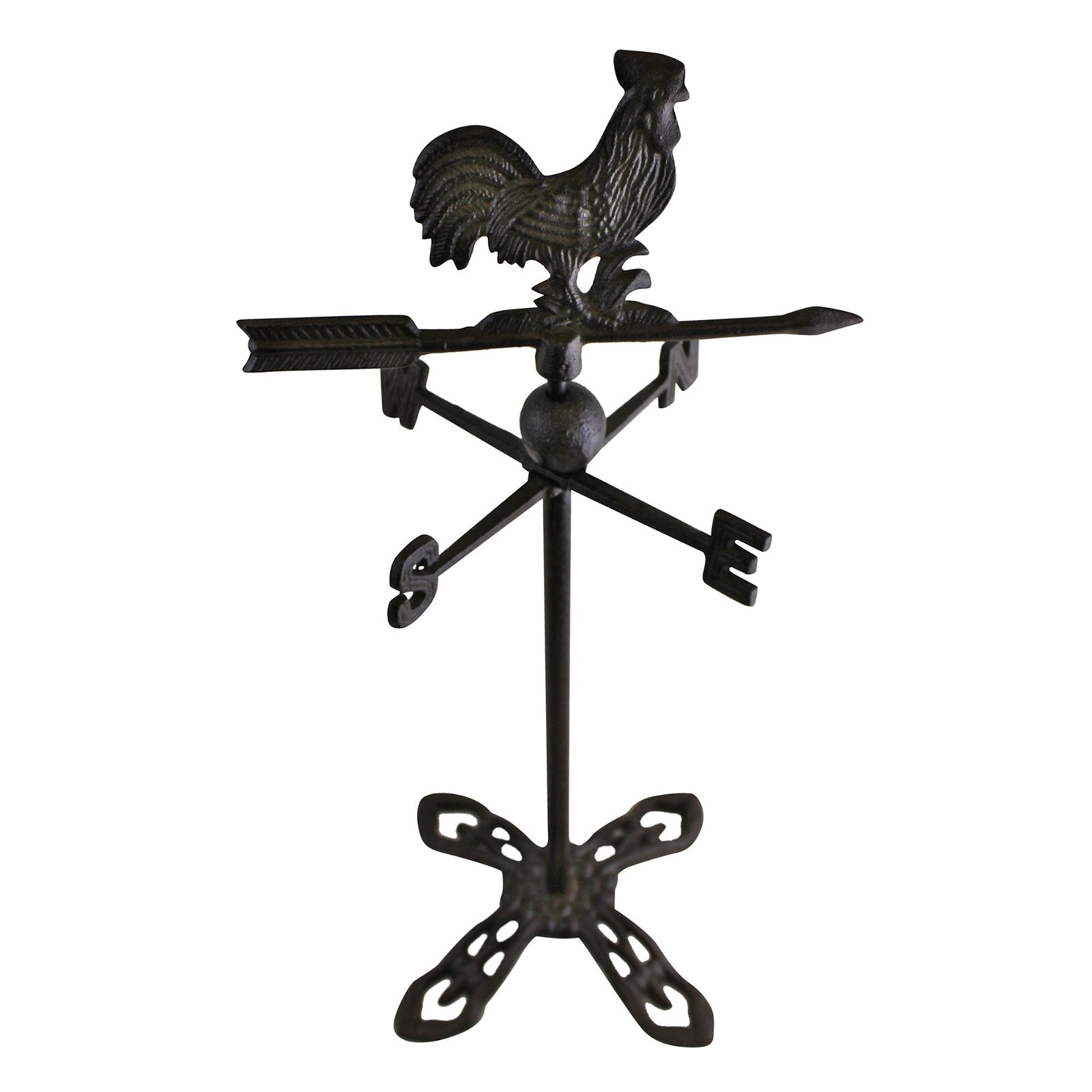 Cast Iron Freestanding Small Weather Vane, Rooster Design