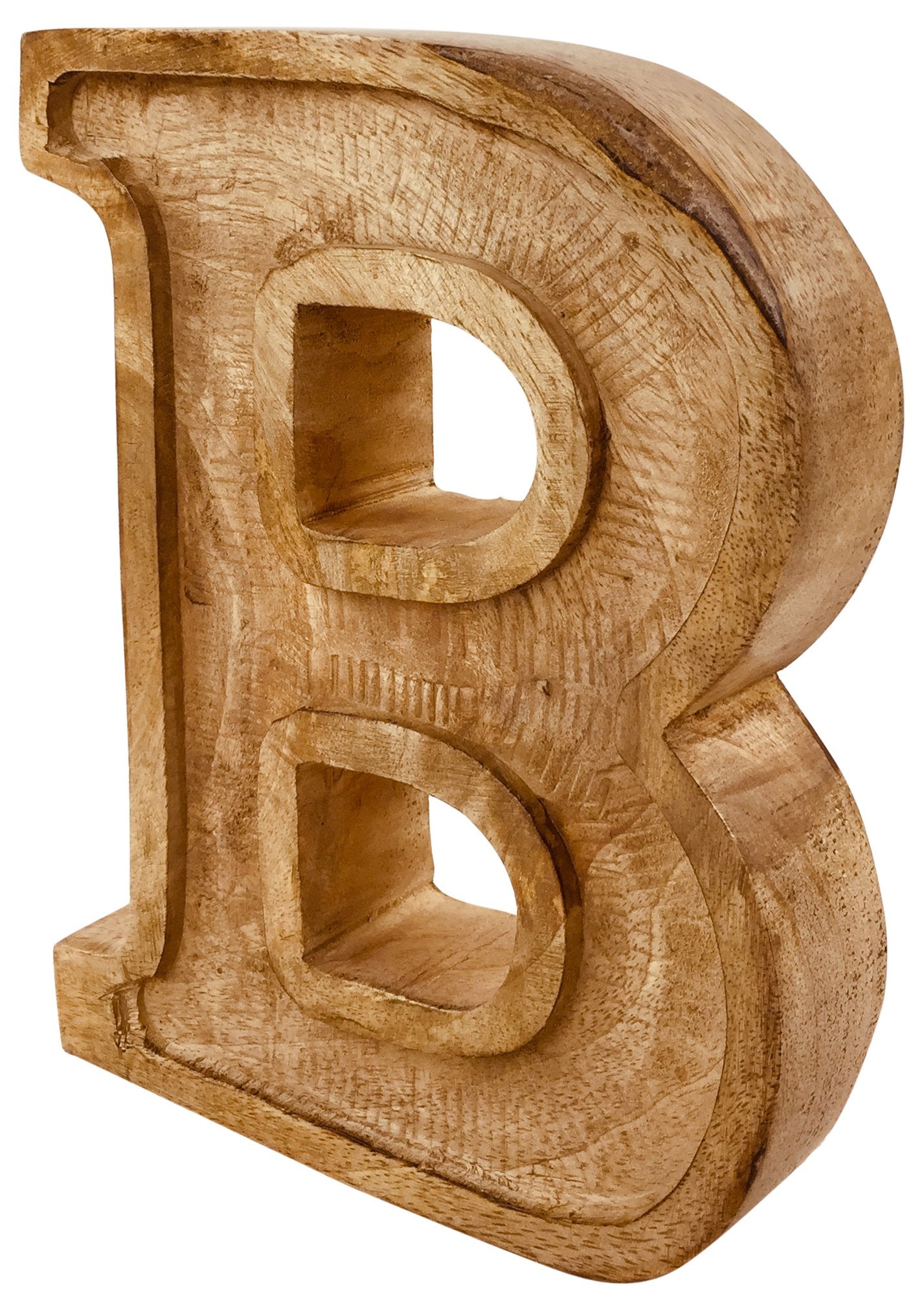 Hand Carved Wooden Embossed Letter B