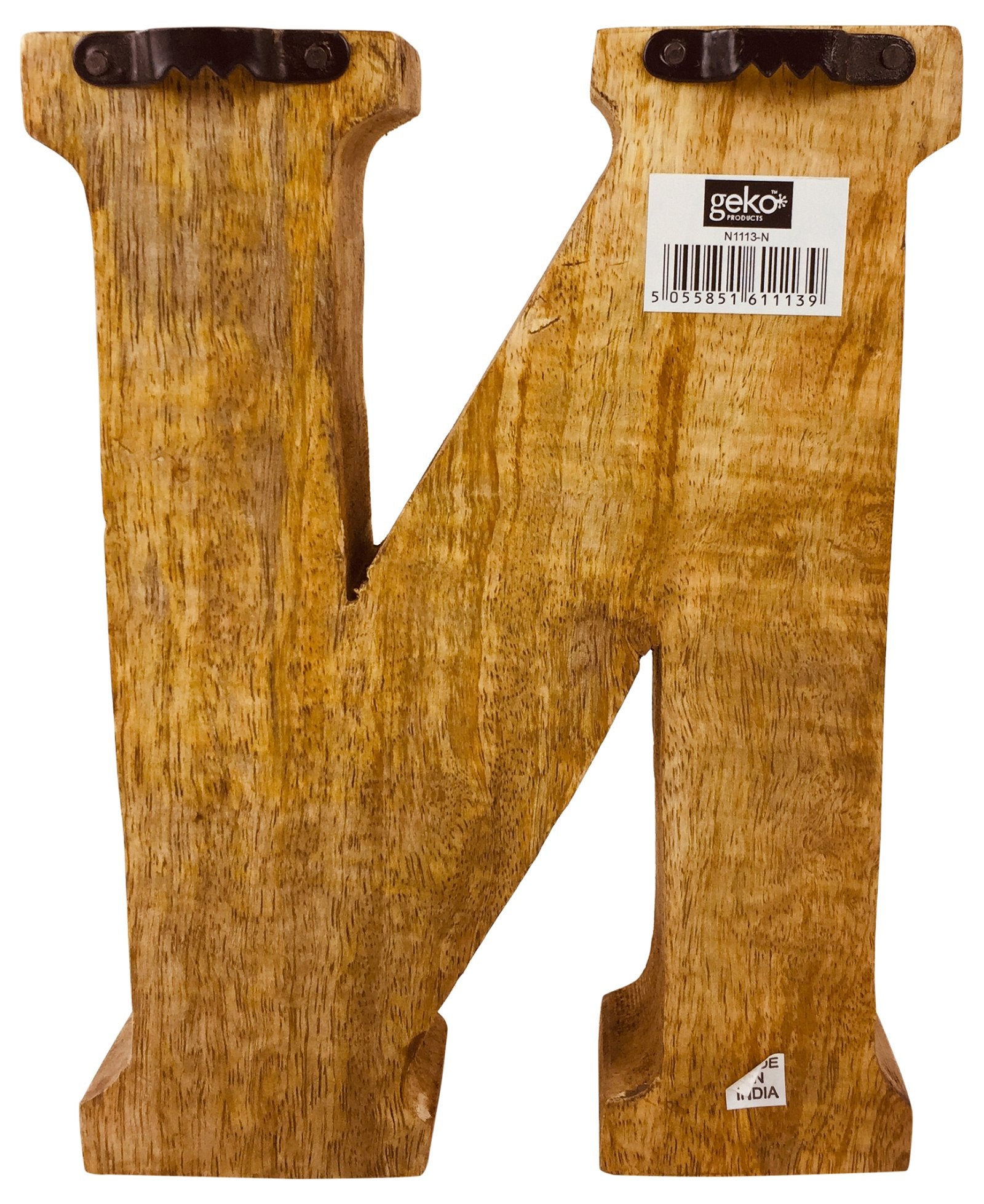 Hand Carved Wooden Embossed Letter N