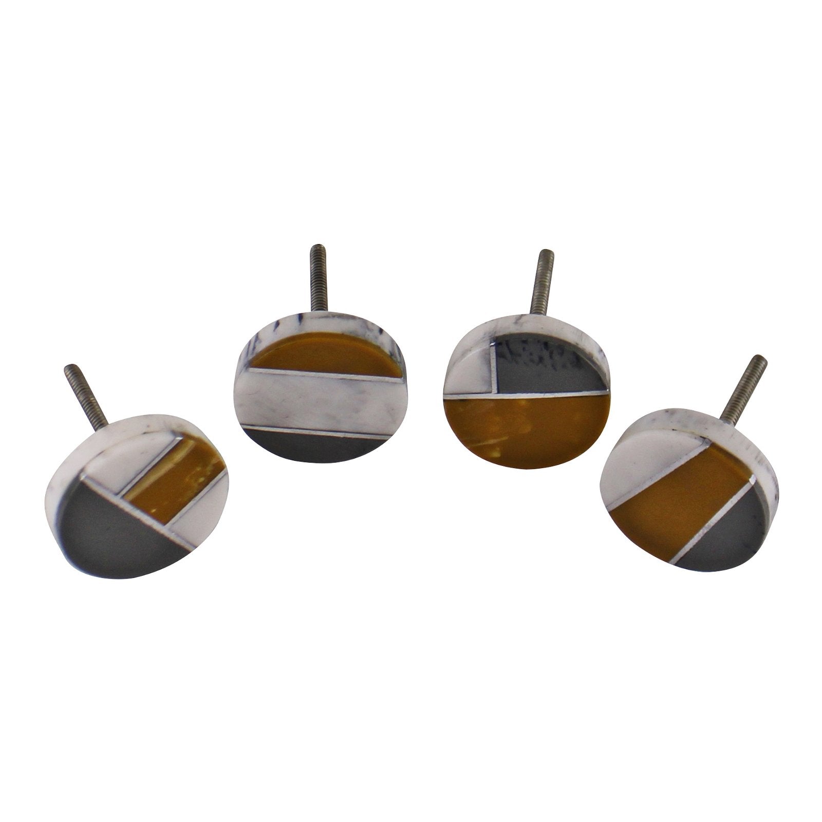 Set of 4 Round Abstract Design Resin Doorknobs