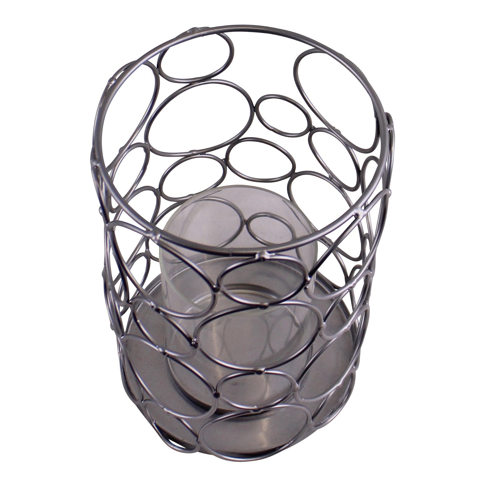 Large Silver Metal Abstract Design Candle Holder