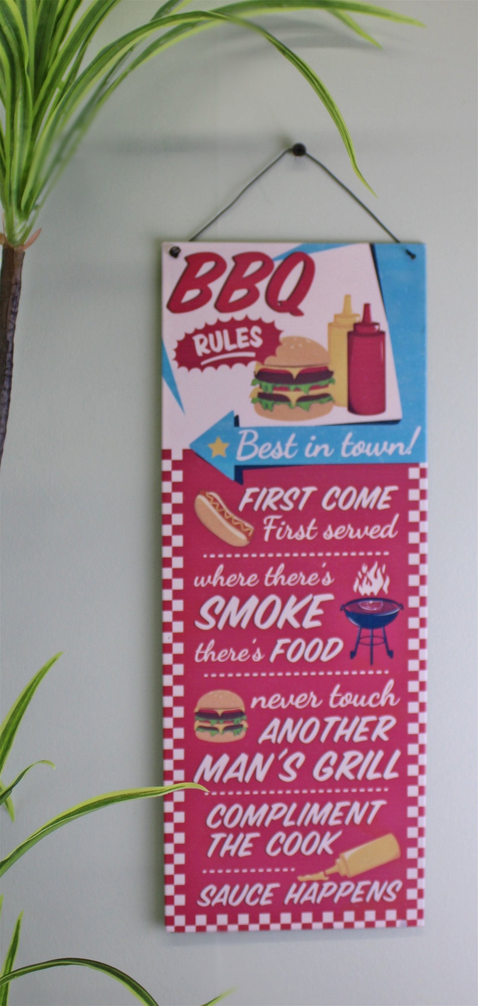Barbecue Rules Metal Wall Sign 15x39cm