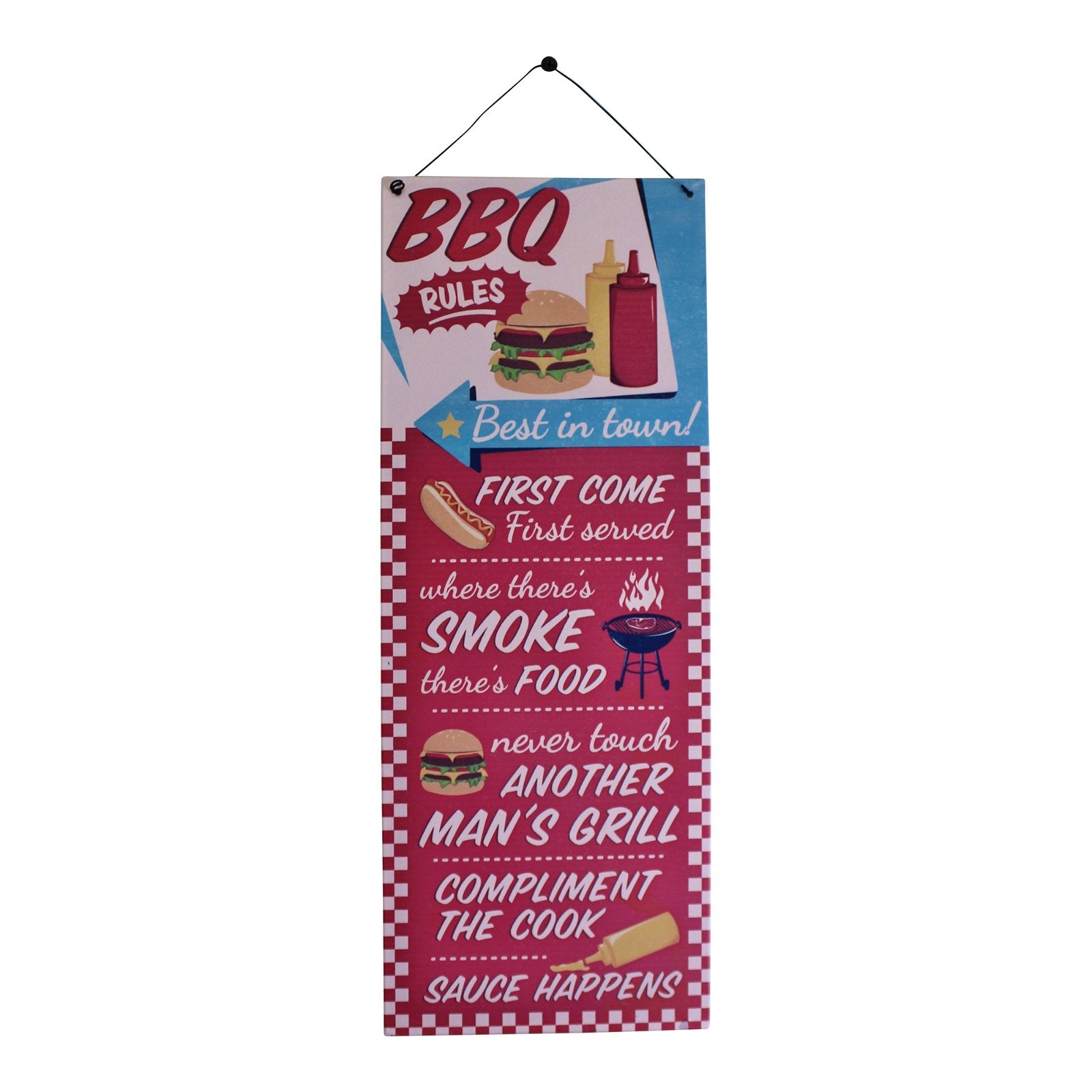 Barbecue Rules Metal Wall Sign 15x39cm