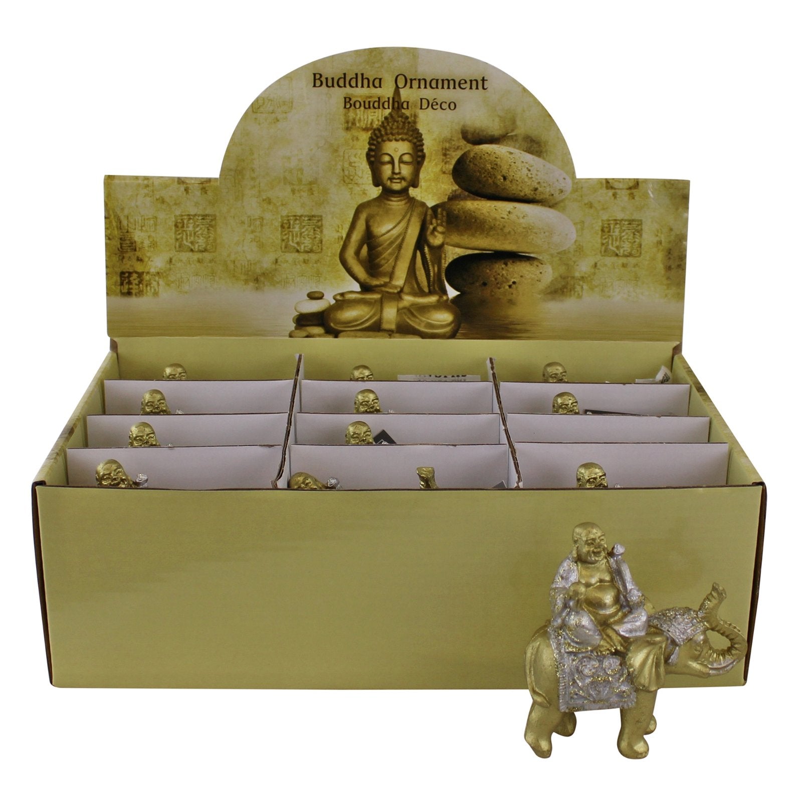 Miniature Buddha Sitting On Elephant Ornament