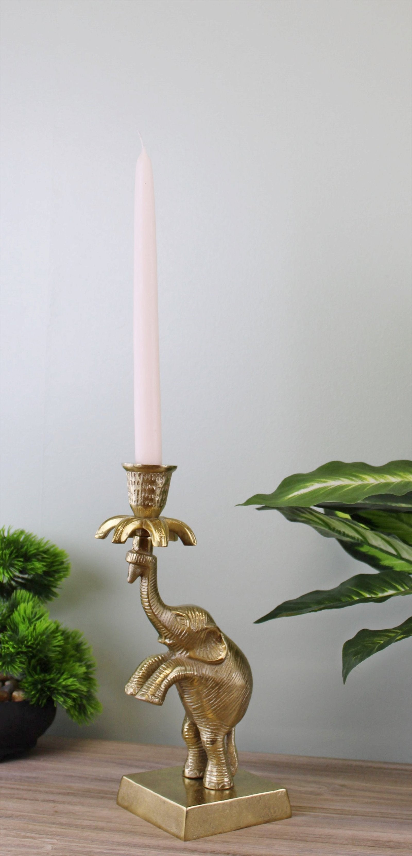 Gold Metal Elephant Candle Holder