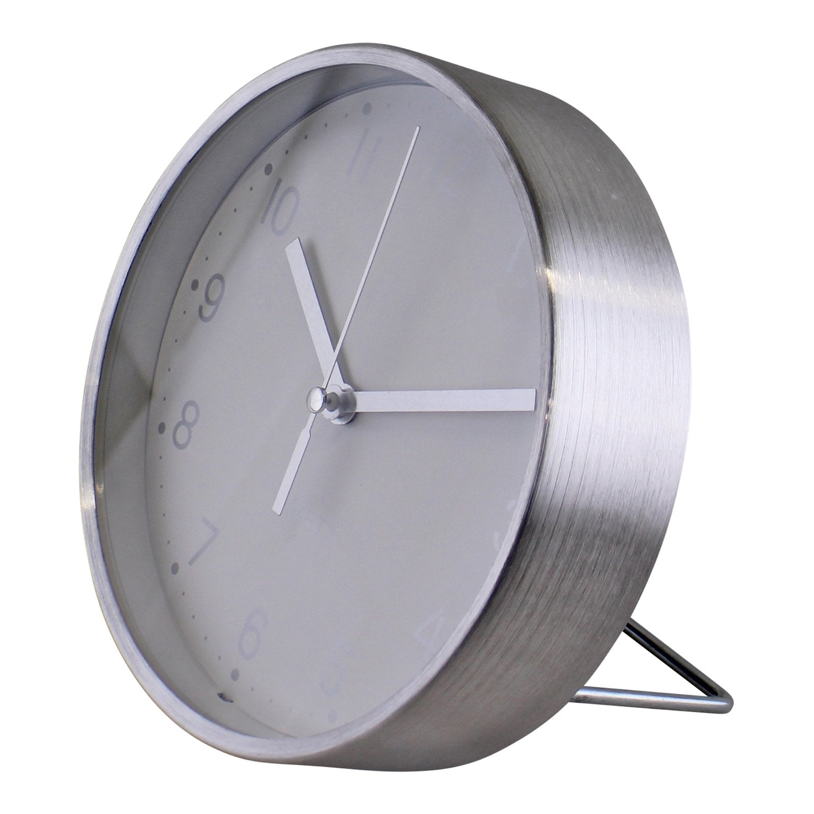 Silver Metal Table Clock, 16cm diameter