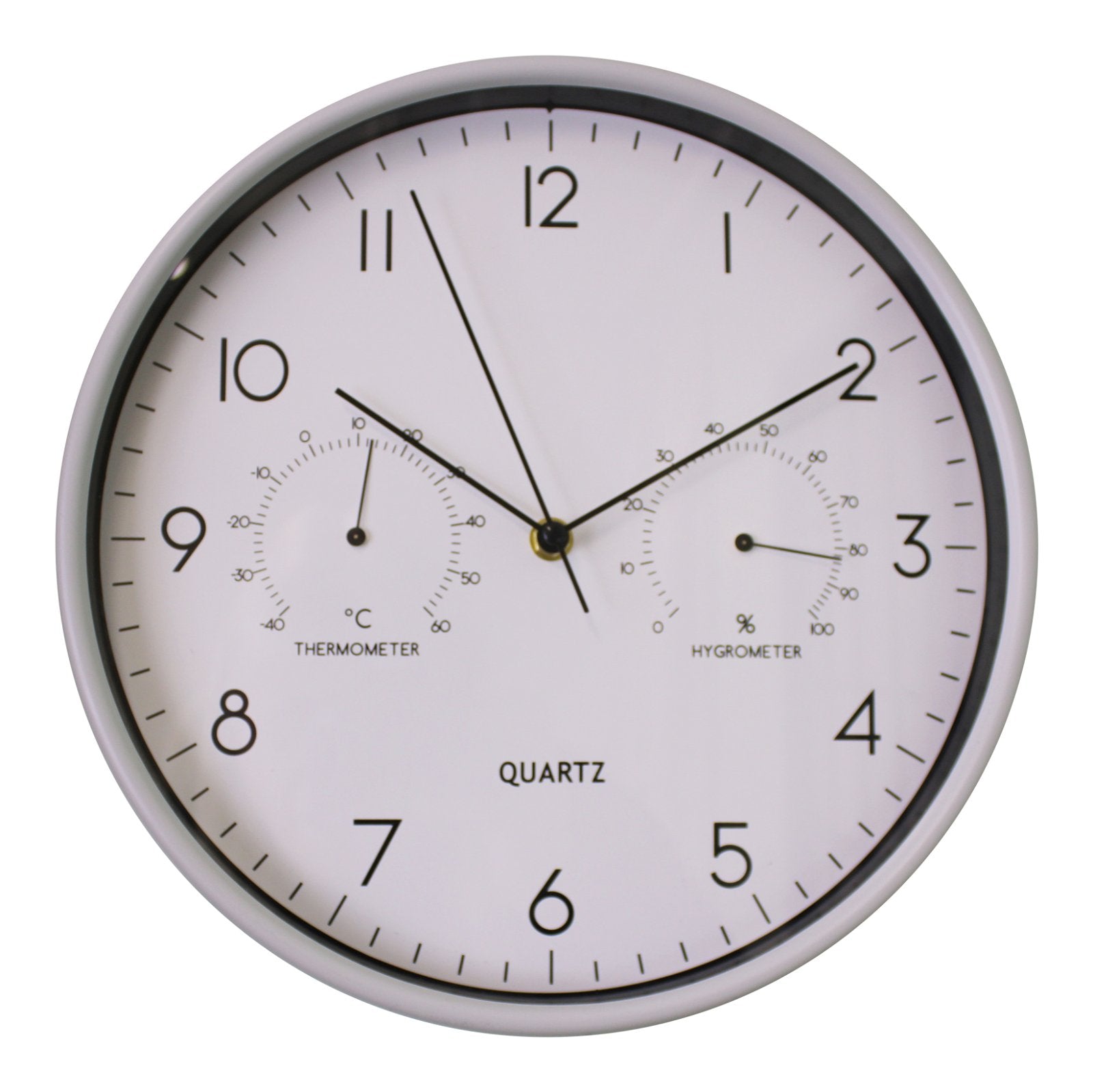 Grey Wall Clock 30cm with Thermometer/Hygrometer
