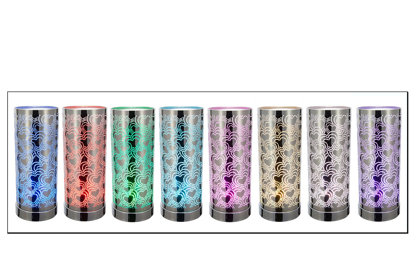 Heart Design Colour Changing LED Lamp & Aroma Diffuser in Silver