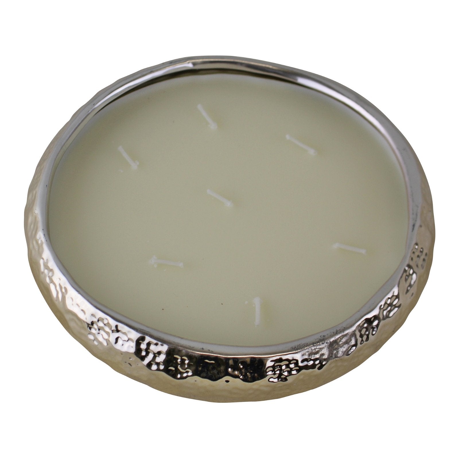 Gold Ceramic Bowl With 7 Wick Sandalwood Fragranced Candle