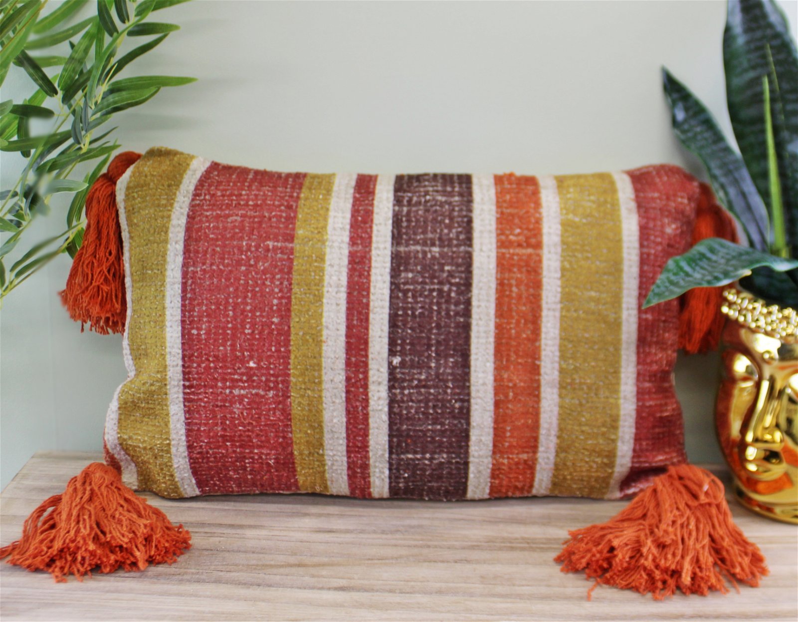 Tasseled Kasbah Design Scatter Cushion, Striped Pattern