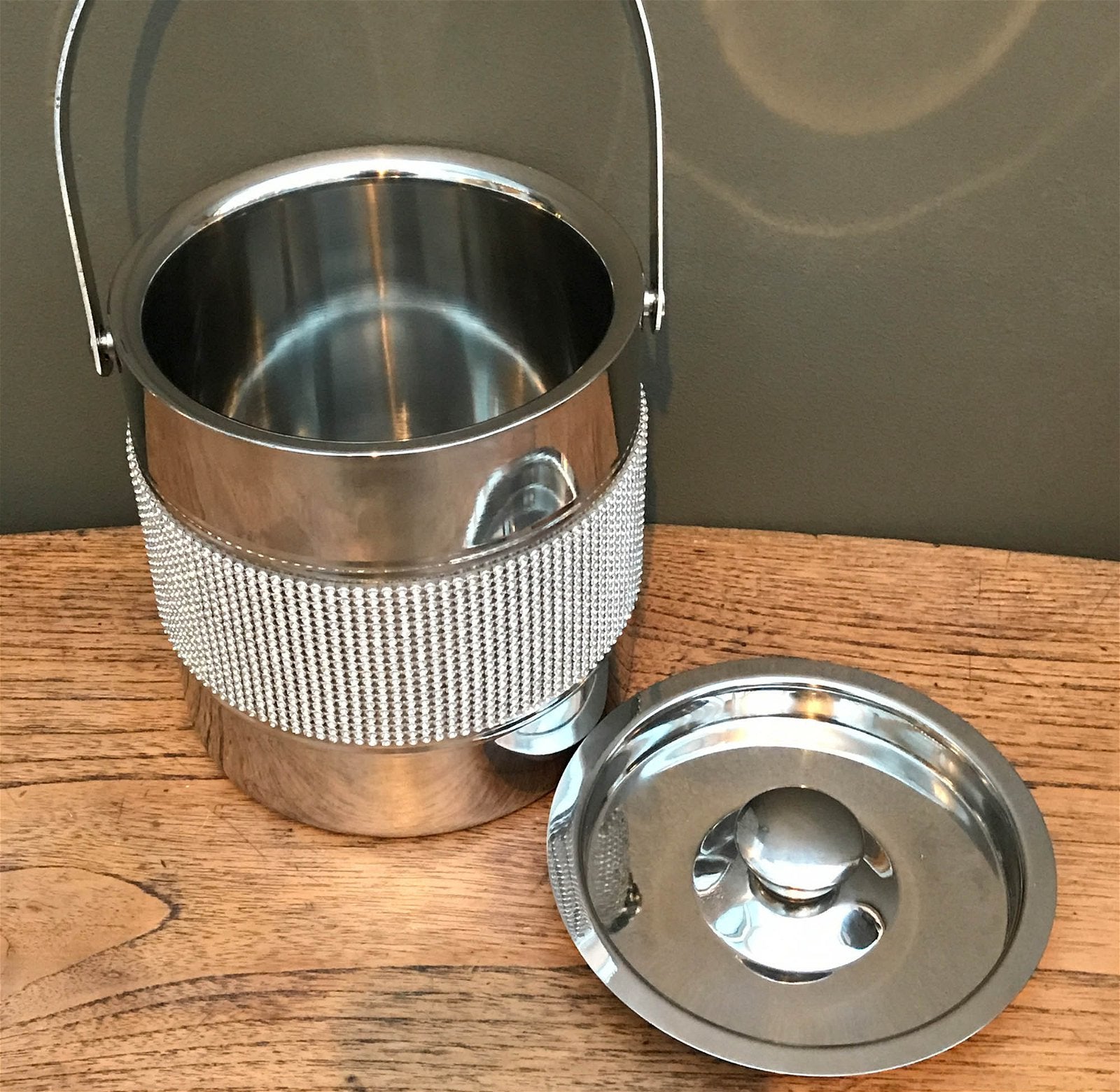 Stainless Steel Jewelled Ice Bucket W/ Handle
