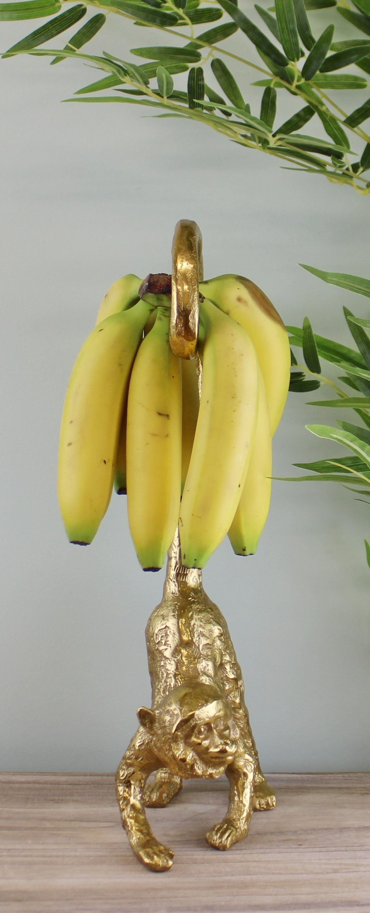 Large Gold Metal Monkey Banana Holder