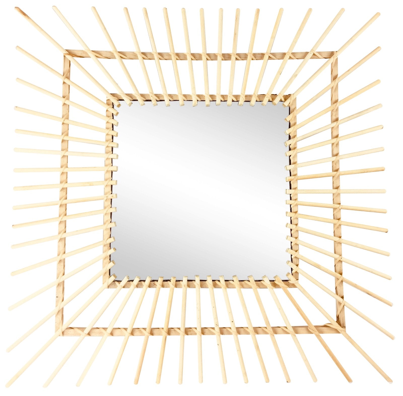 Square Rattan Mirror 60cm
