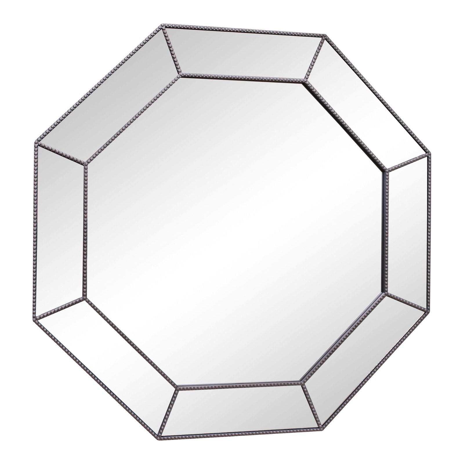 Large Silver Hexagonal Mirror, 61cm