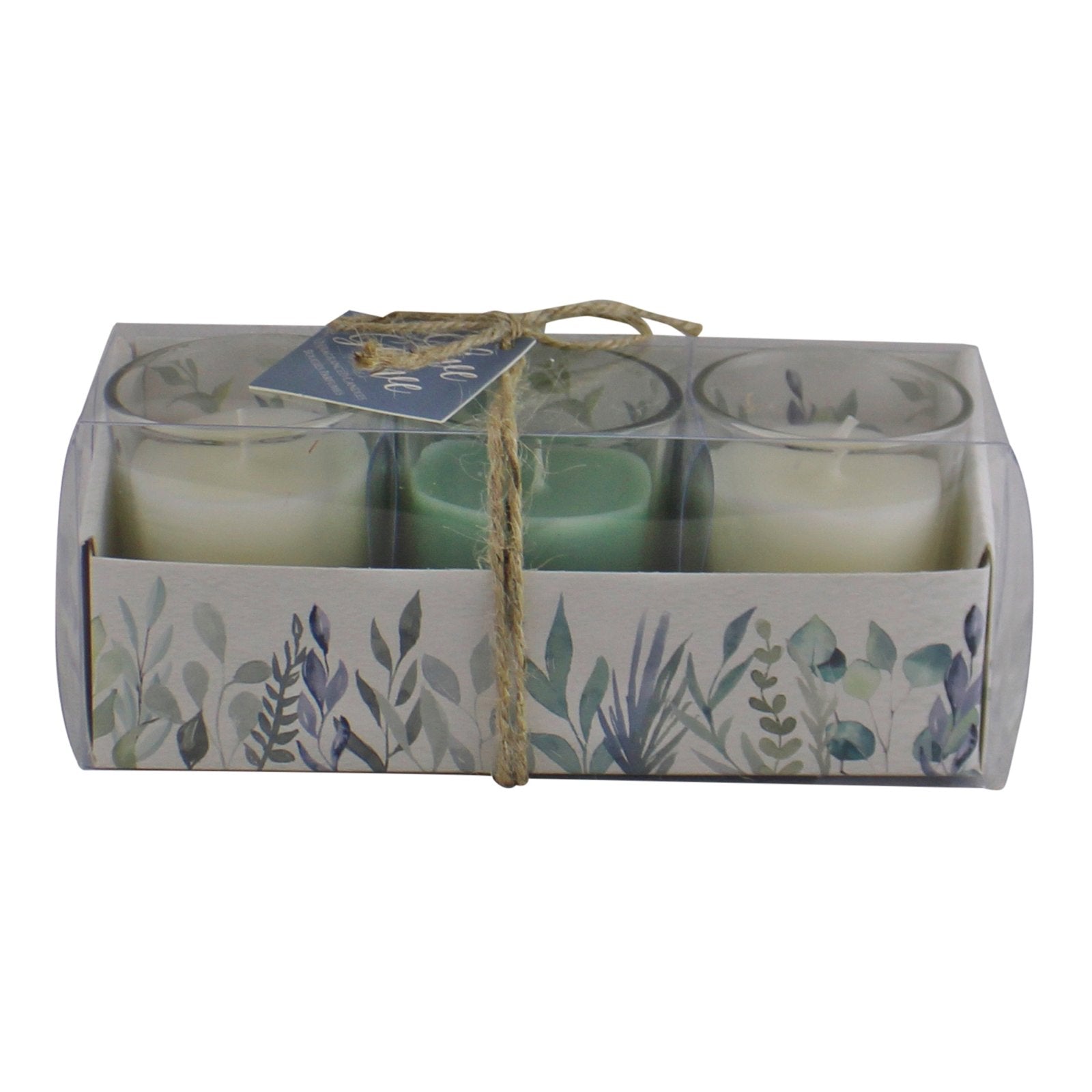 Set Of 3 Olive Grove Fragranced Votive Candles In Gift Box