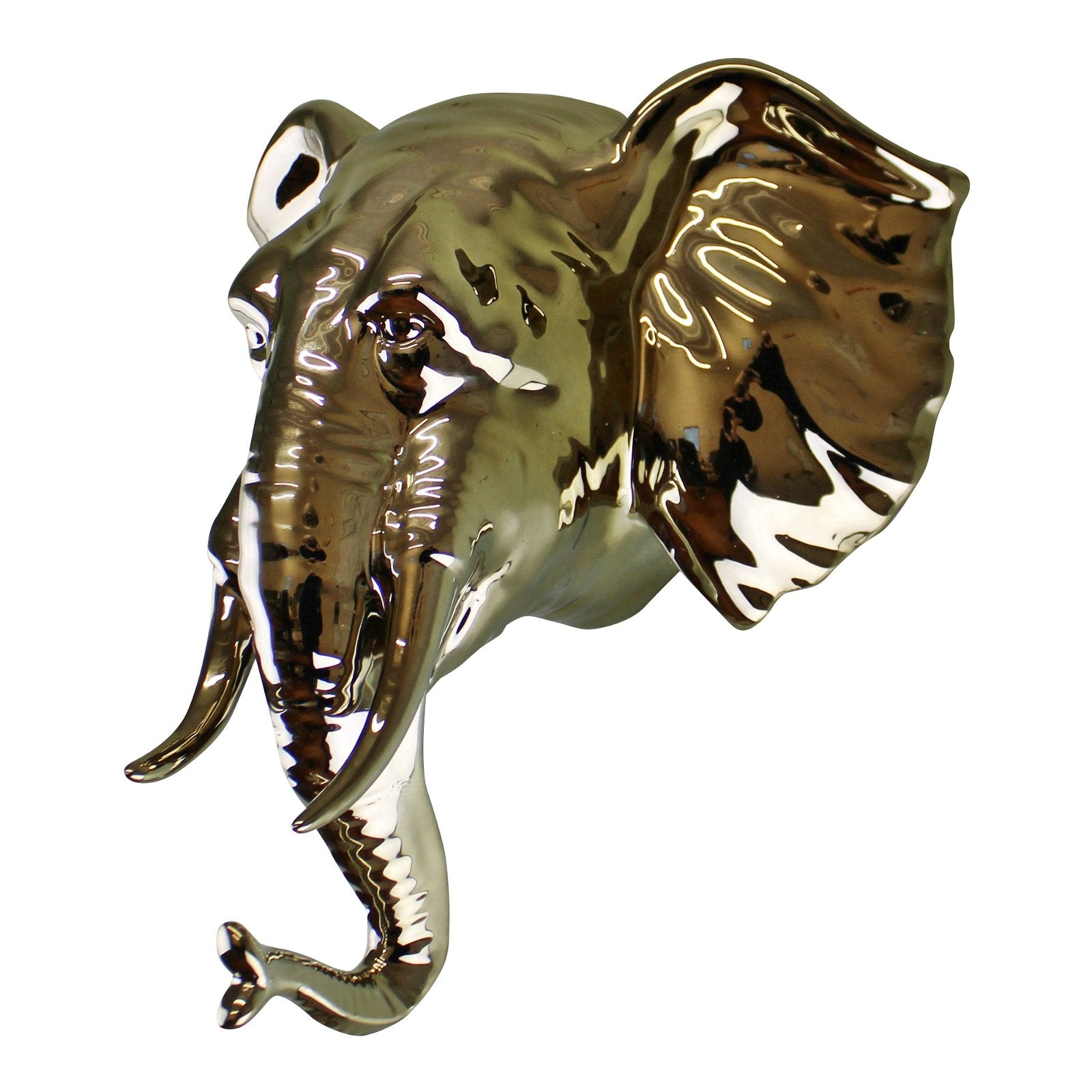 Gold Ceramic Elephant Head Wall Hanging Ornament