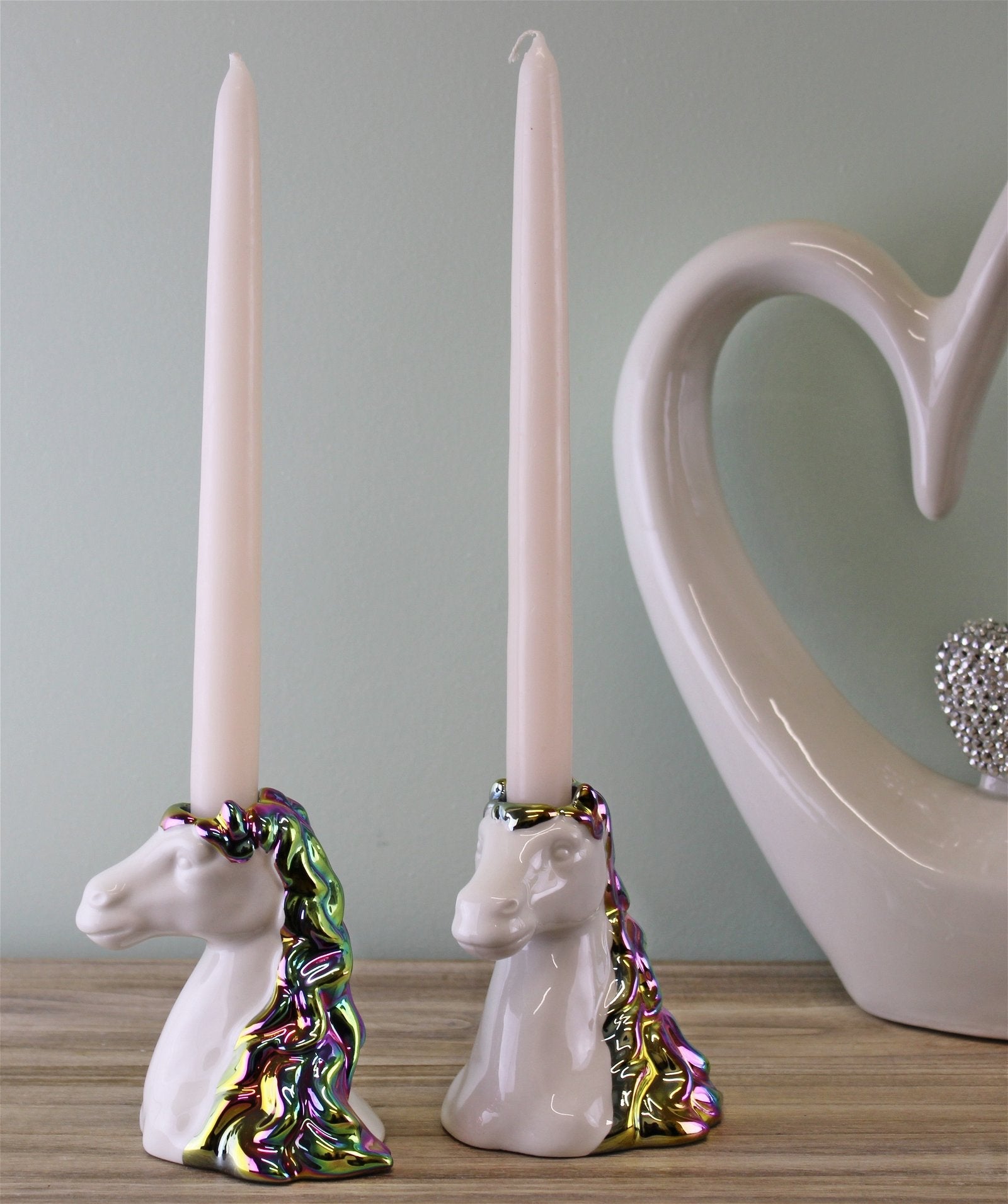 Set of 2 Unicorn Head Candle Holders
