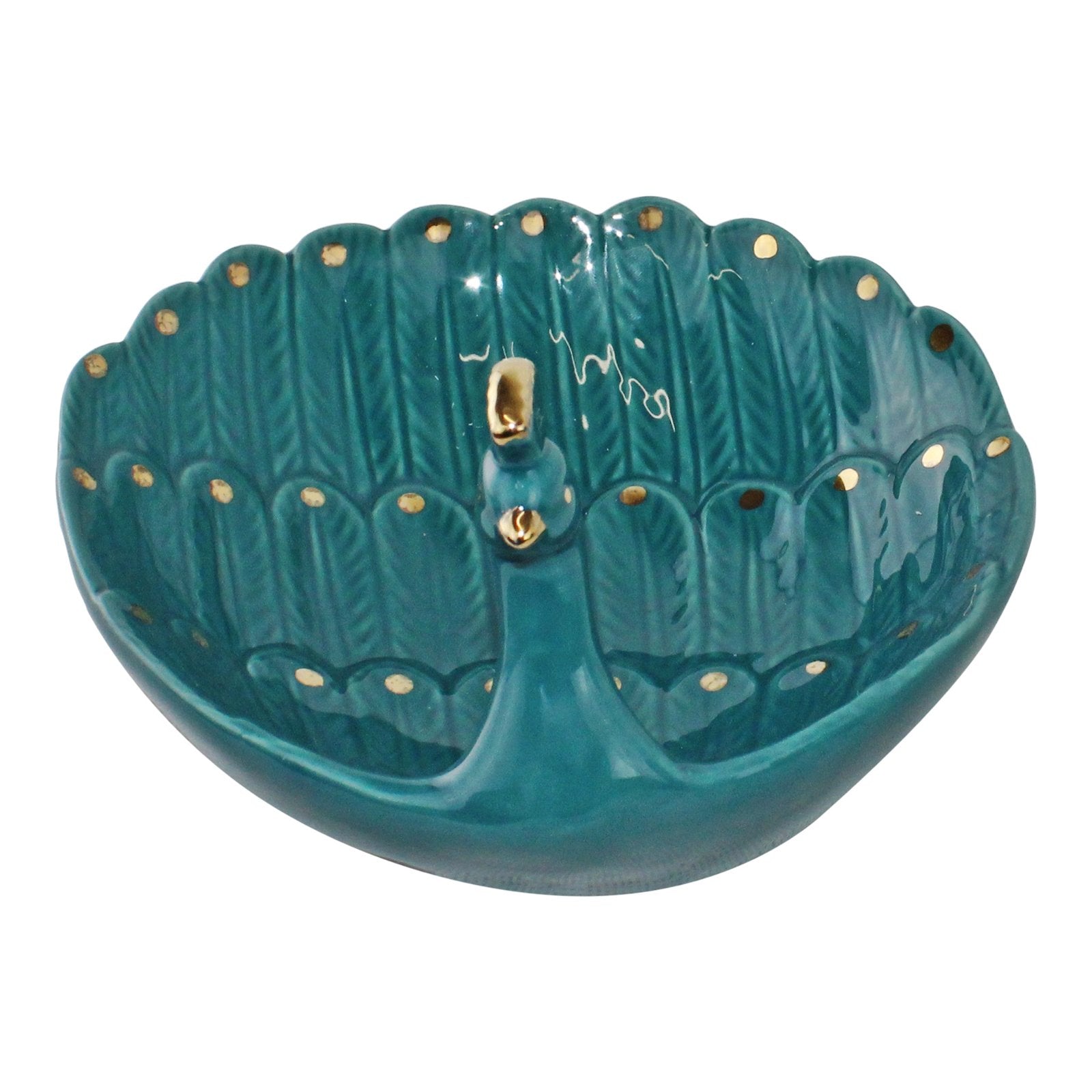 Ceramic Peacock Trinket Dish