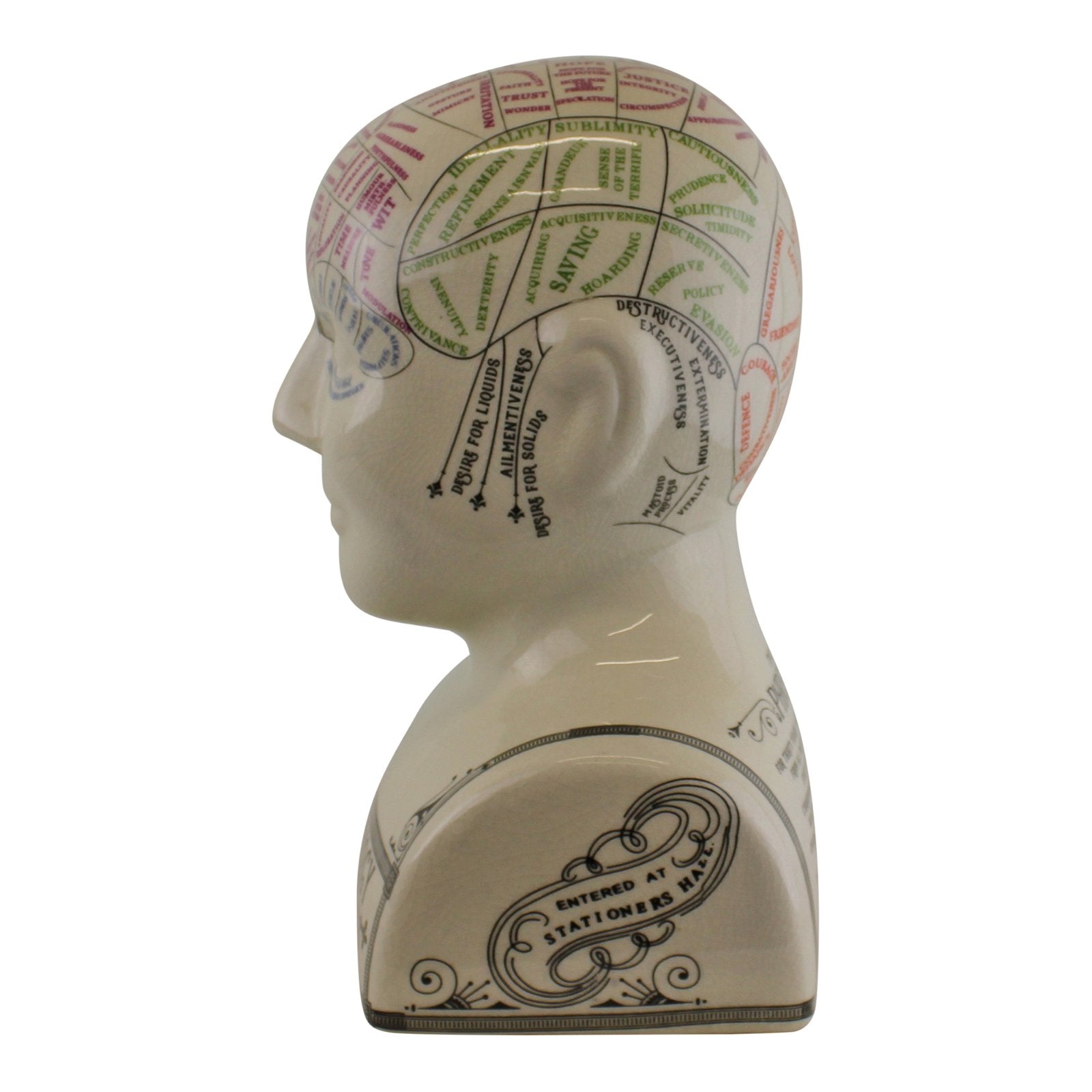 Large Ceramic Crackle Phrenology Head