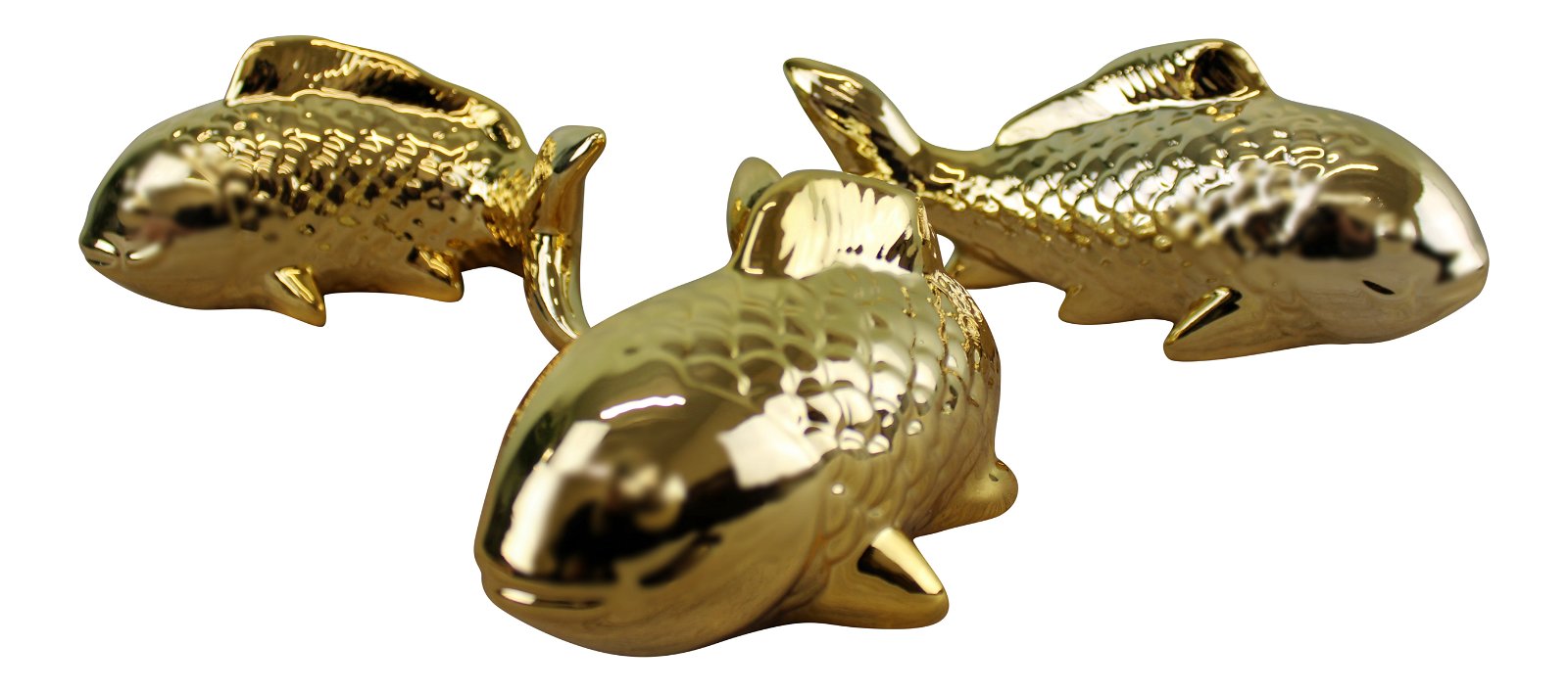 Ceramic Wall Hanging Trio of Koi Fish in Gold Finish