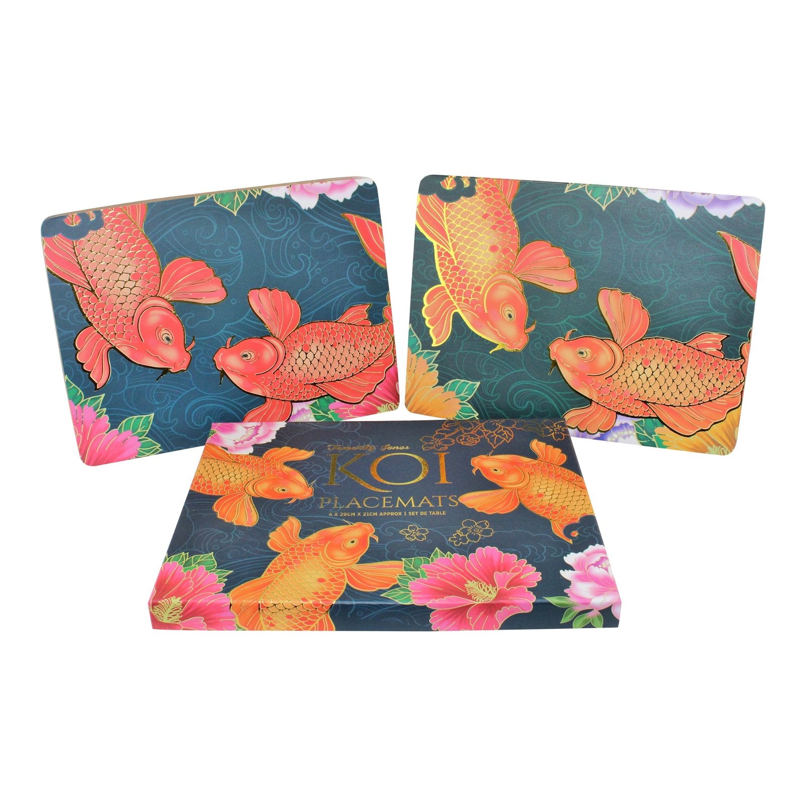 Set Of 4 Koi Dinner Placemats 29x21cm