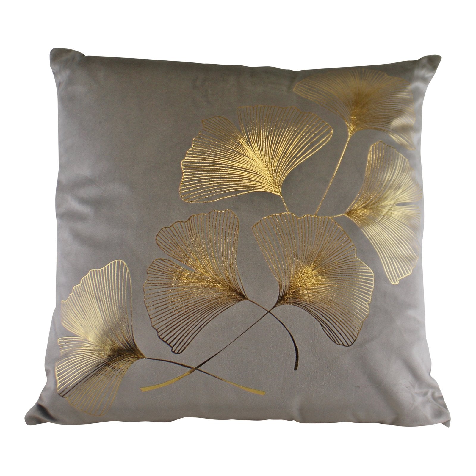 Scatter Cushion With Gold Lotus Leaf Design In Silver Grey