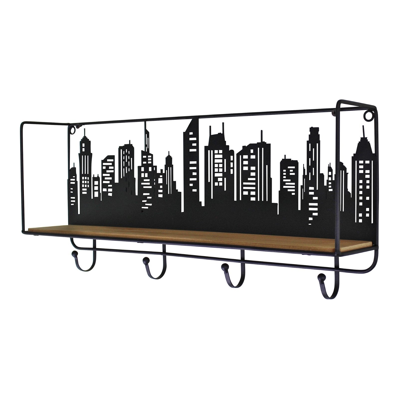 City Skyline Shelf Unit With 4 Hooks