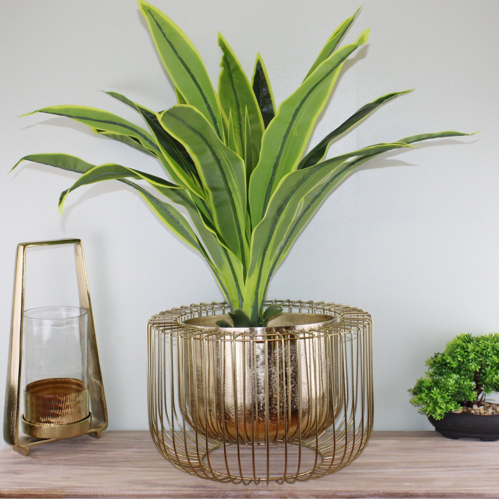 Large Gold Metal Wire Planter or Bowl