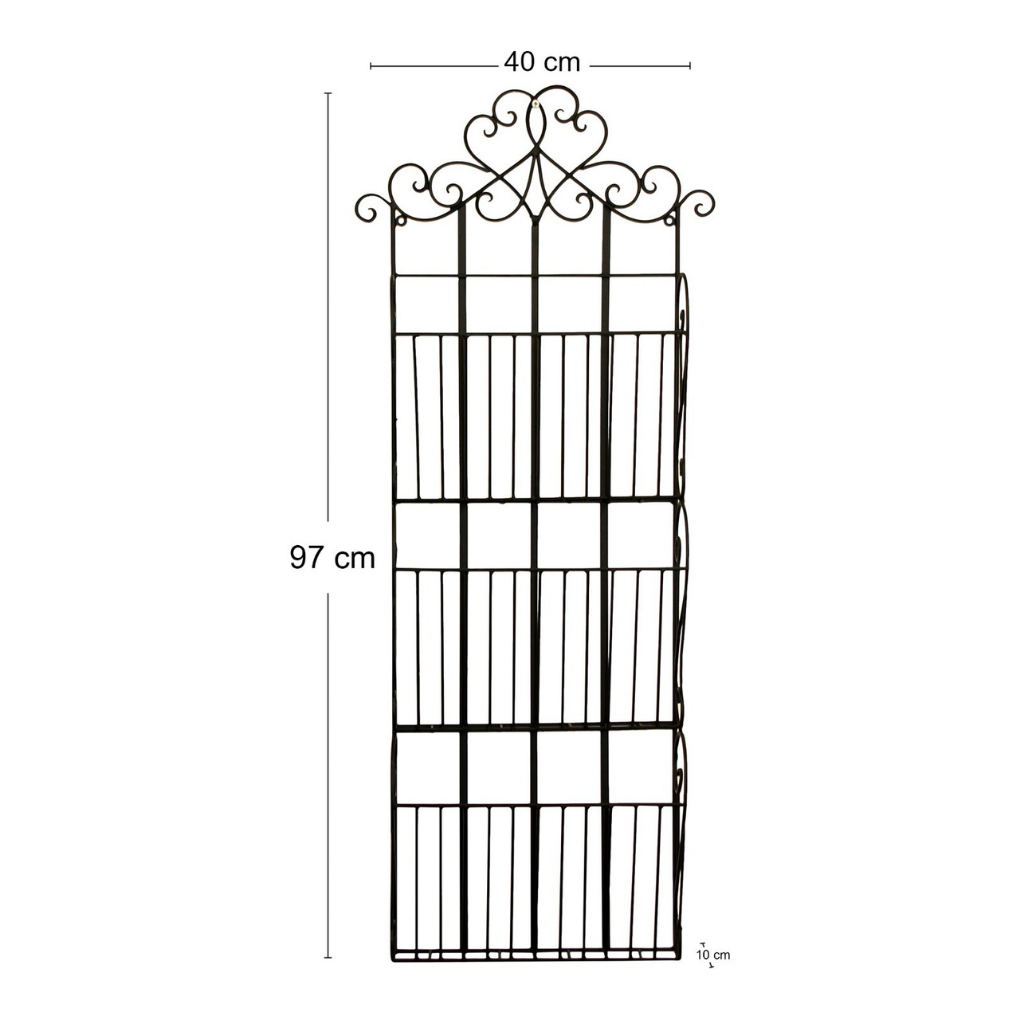 Black Scroll Wall Hanging 3 Section Magazine Rack