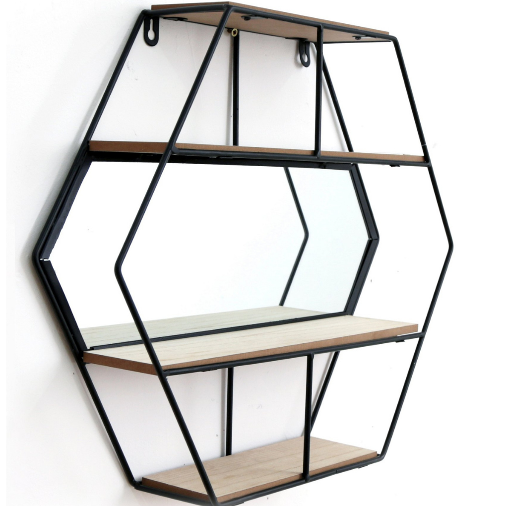 Hexagon Unit With Mirror & 3 Shelves