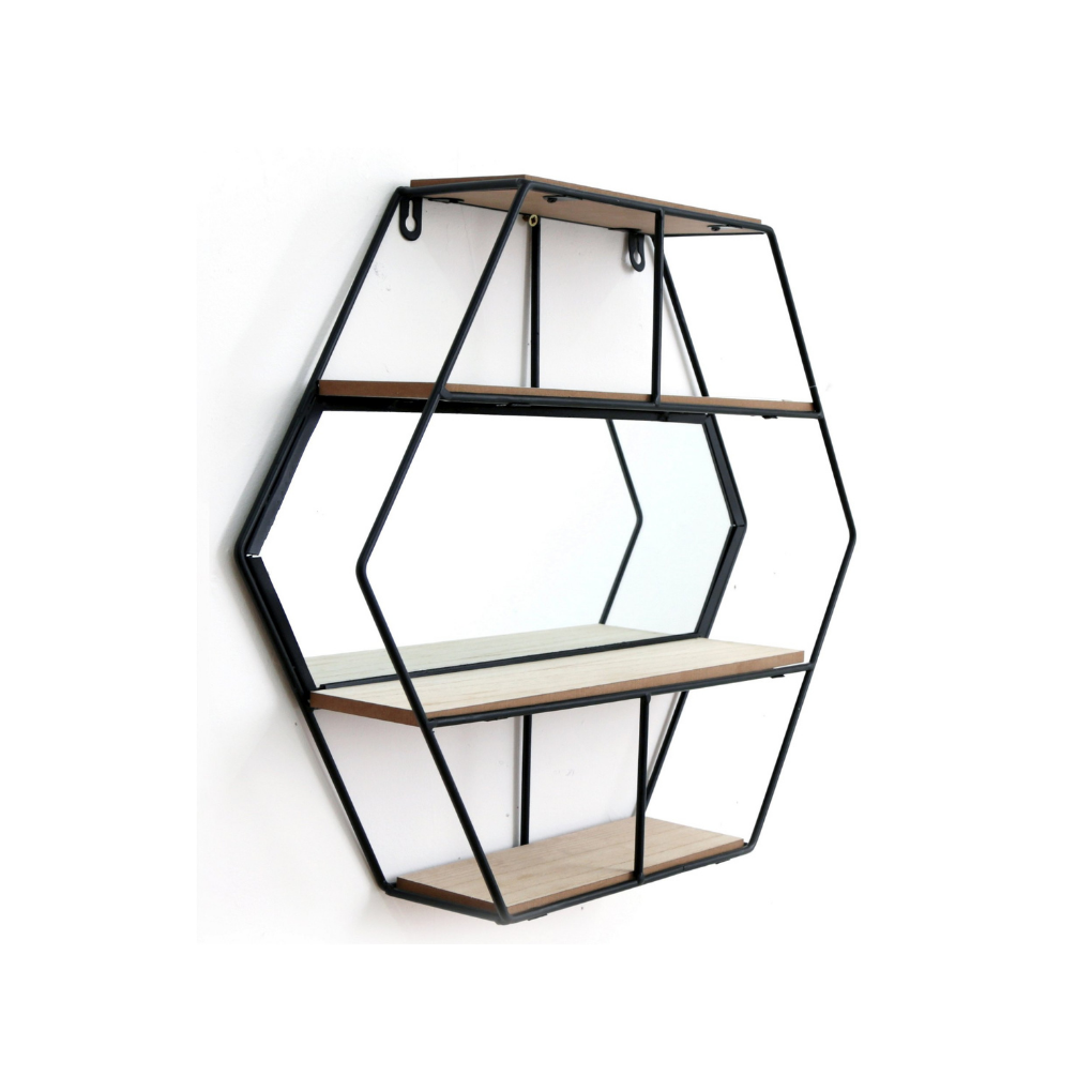Hexagon Unit With Mirror & 3 Shelves