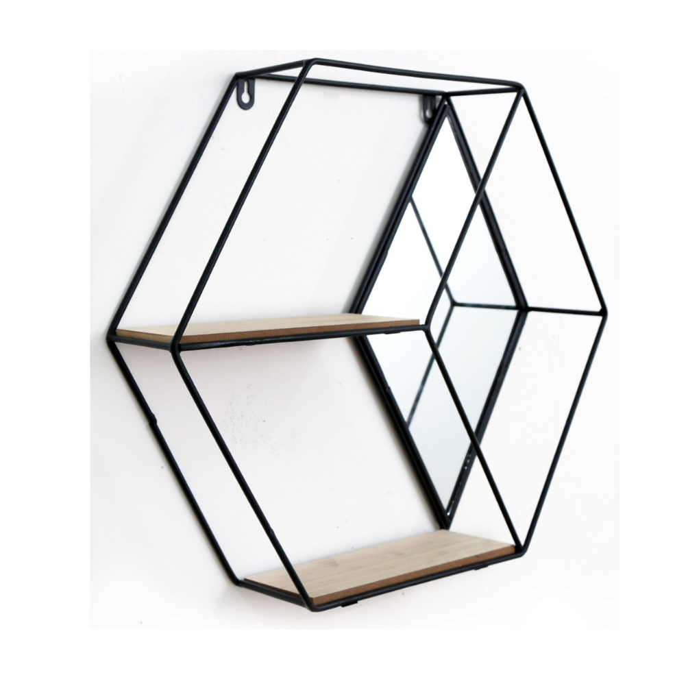 Hexagon Unit With Mirror & 2 Shelves