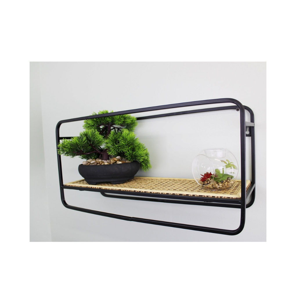 Small Wall Hanging Shelf Unit in Metal Weave Effect