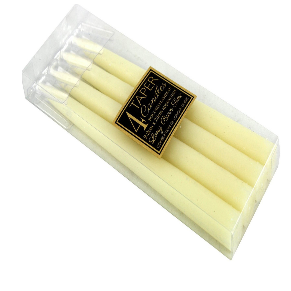 Set Of 4 Ivory Taper Candles