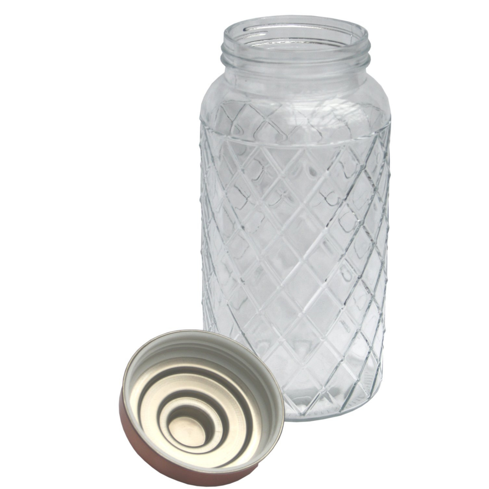 Round Glass Jar With Copper Lid - 9.5 Inch