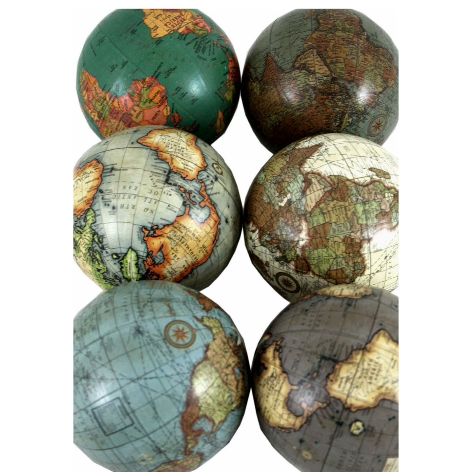 Set of 6 x 3 Inch Decorative Globes In Assorted Colours