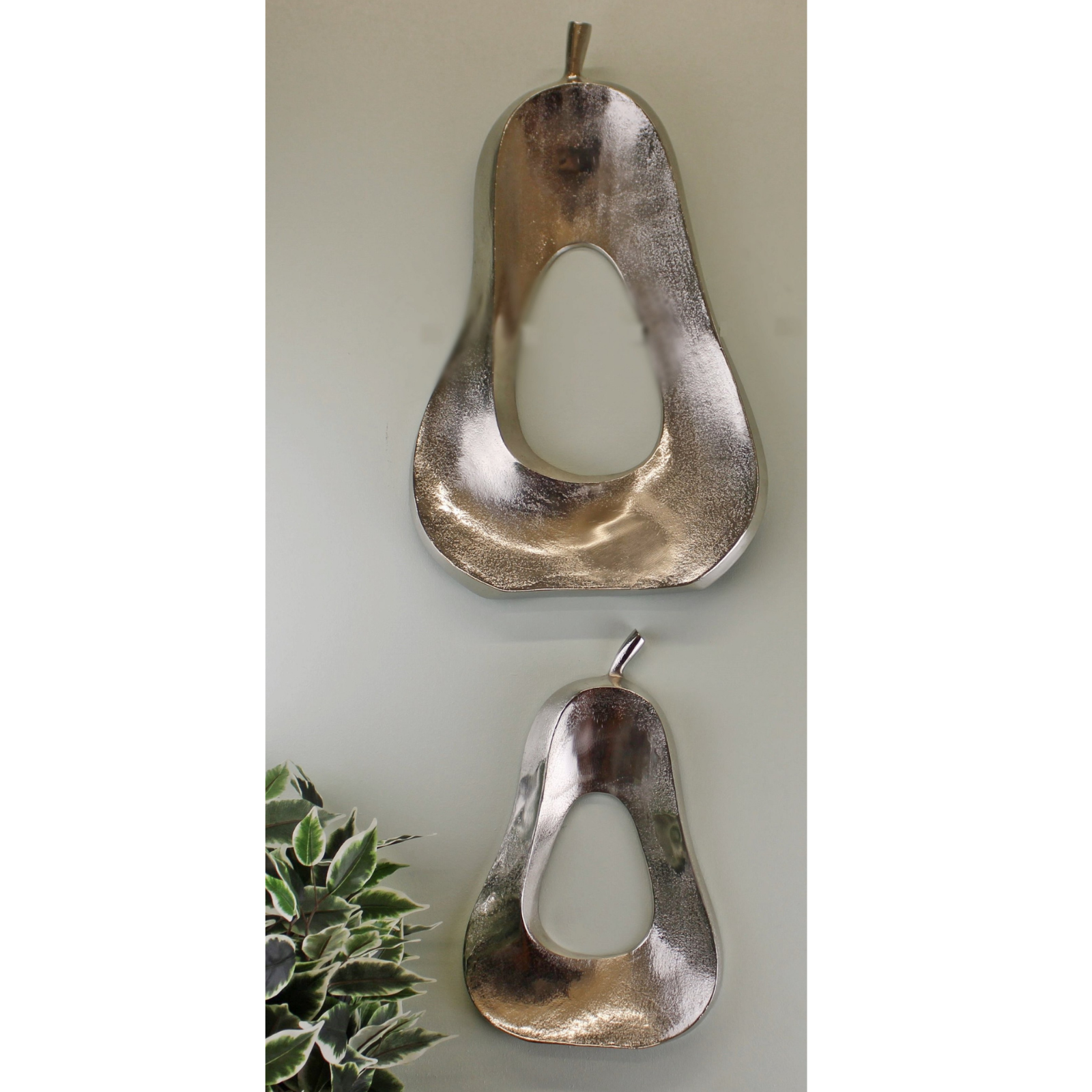 Set of 2 Silver Metal Wall Hanging Art, Pears